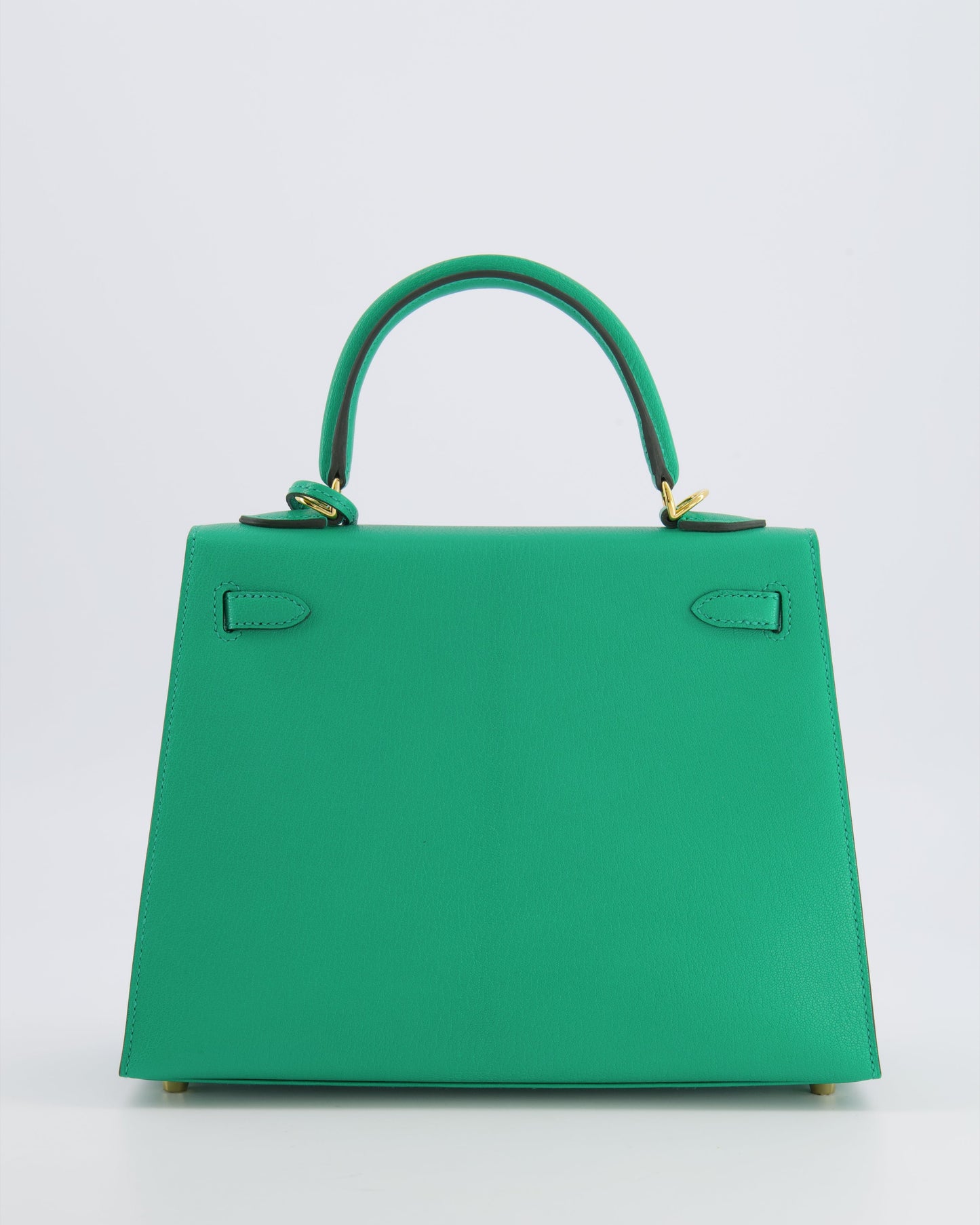 Hermes Kelly 25 Sellier Bag in Menthe Chèvre Chamkila Leather with Gold Hardware