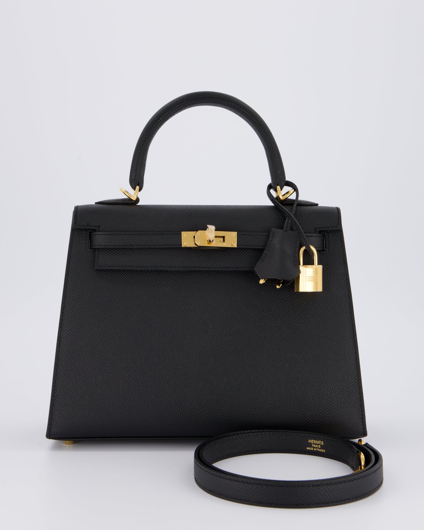 *HOT* Hermes Kelly 25 Sellier Bag in Noir Epsom Leather with Gold Hardware