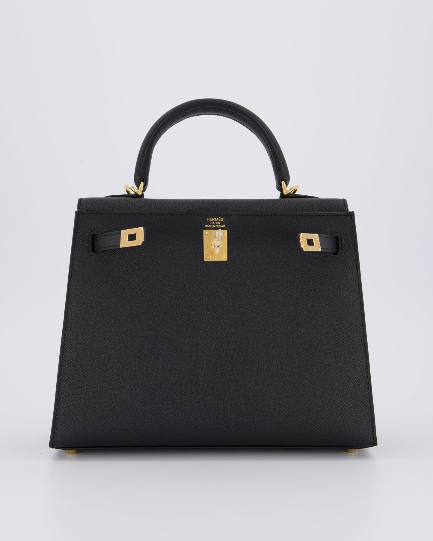 *HOT* Hermes Kelly 25 Sellier Bag in Noir Epsom Leather with Gold Hardware