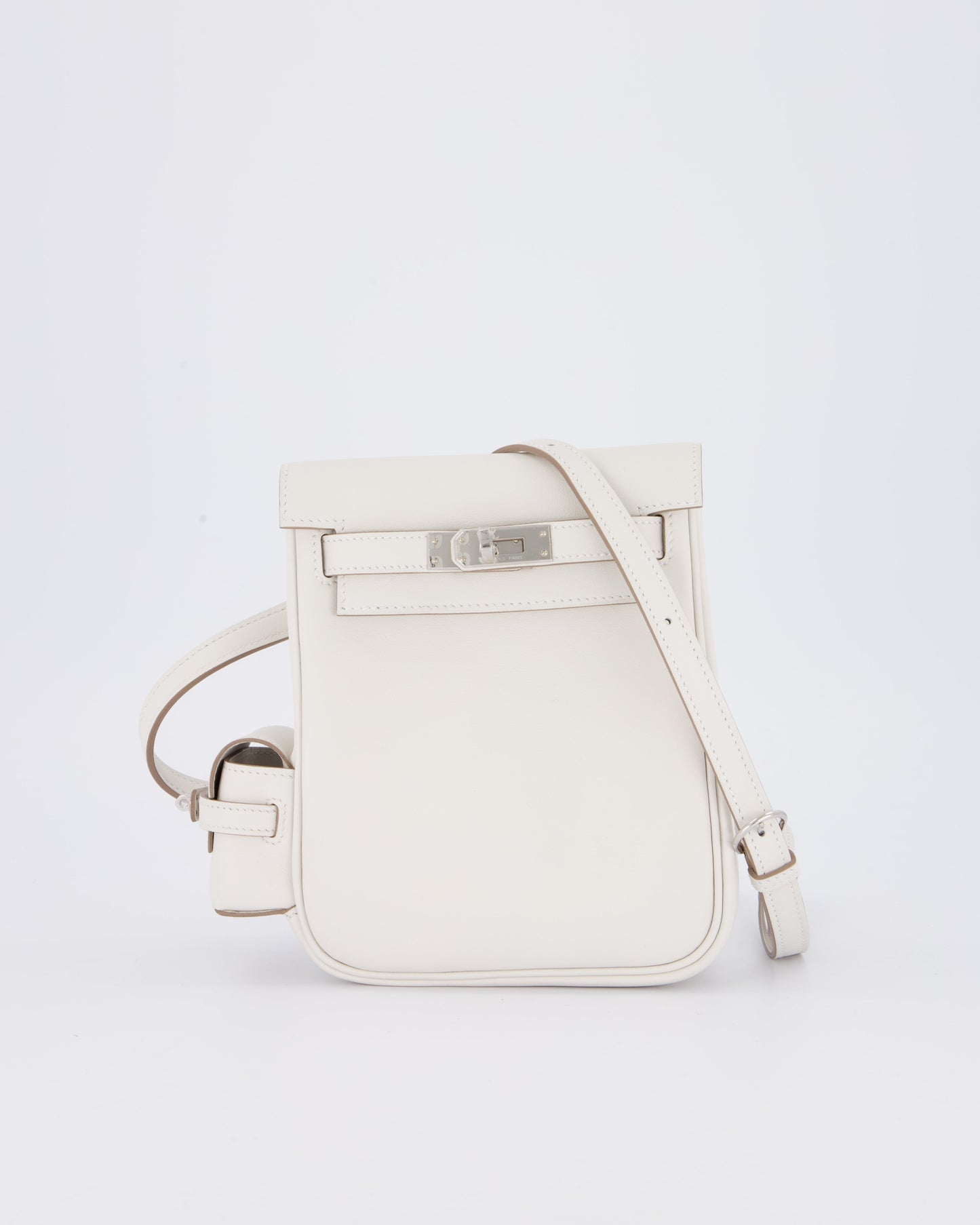 *RARE* Hermes Kelly Jump Backpack Bag in Gris Pale Swift Leather with Palladium Hardware