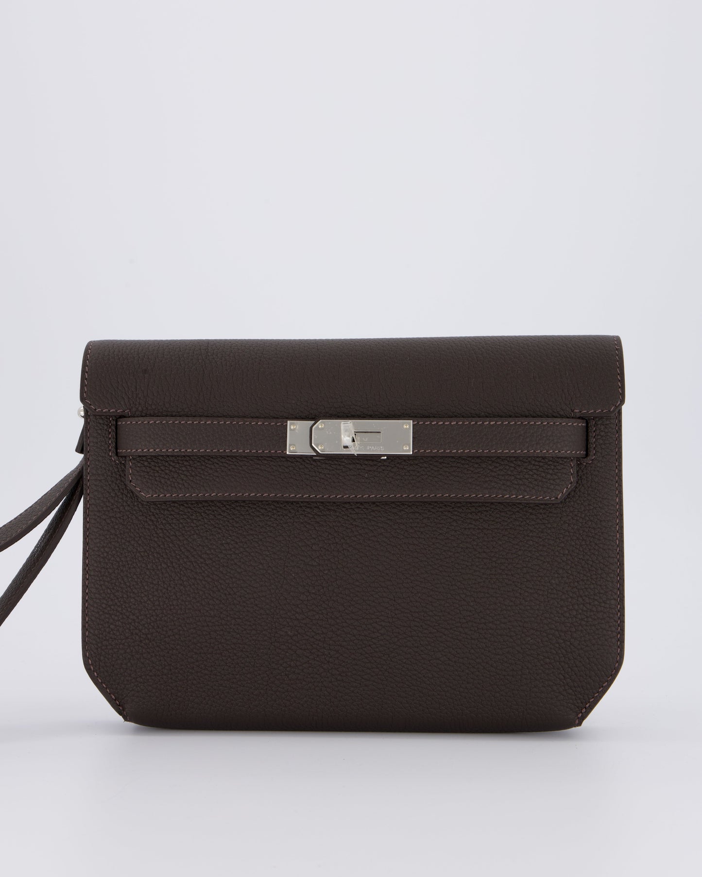 *RARE* Hermes Kelly Depeches 25 Bag in Bai Brun Togo Leather with Palladium Hardware