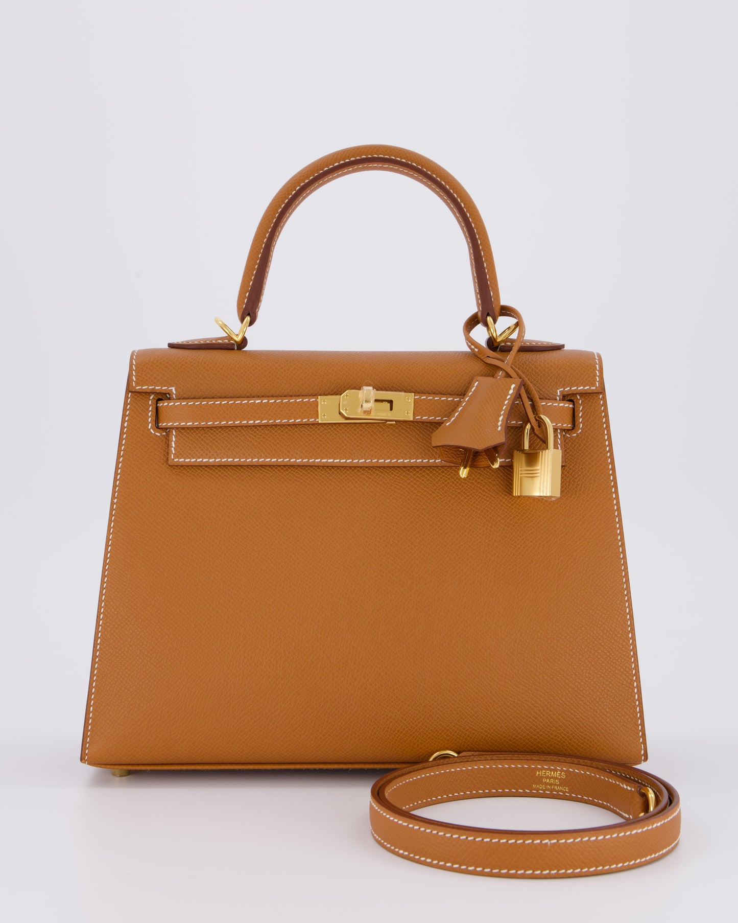 Hermes Kelly 25 Sellier Bag in Gold Epsom Leather with Gold Hardware