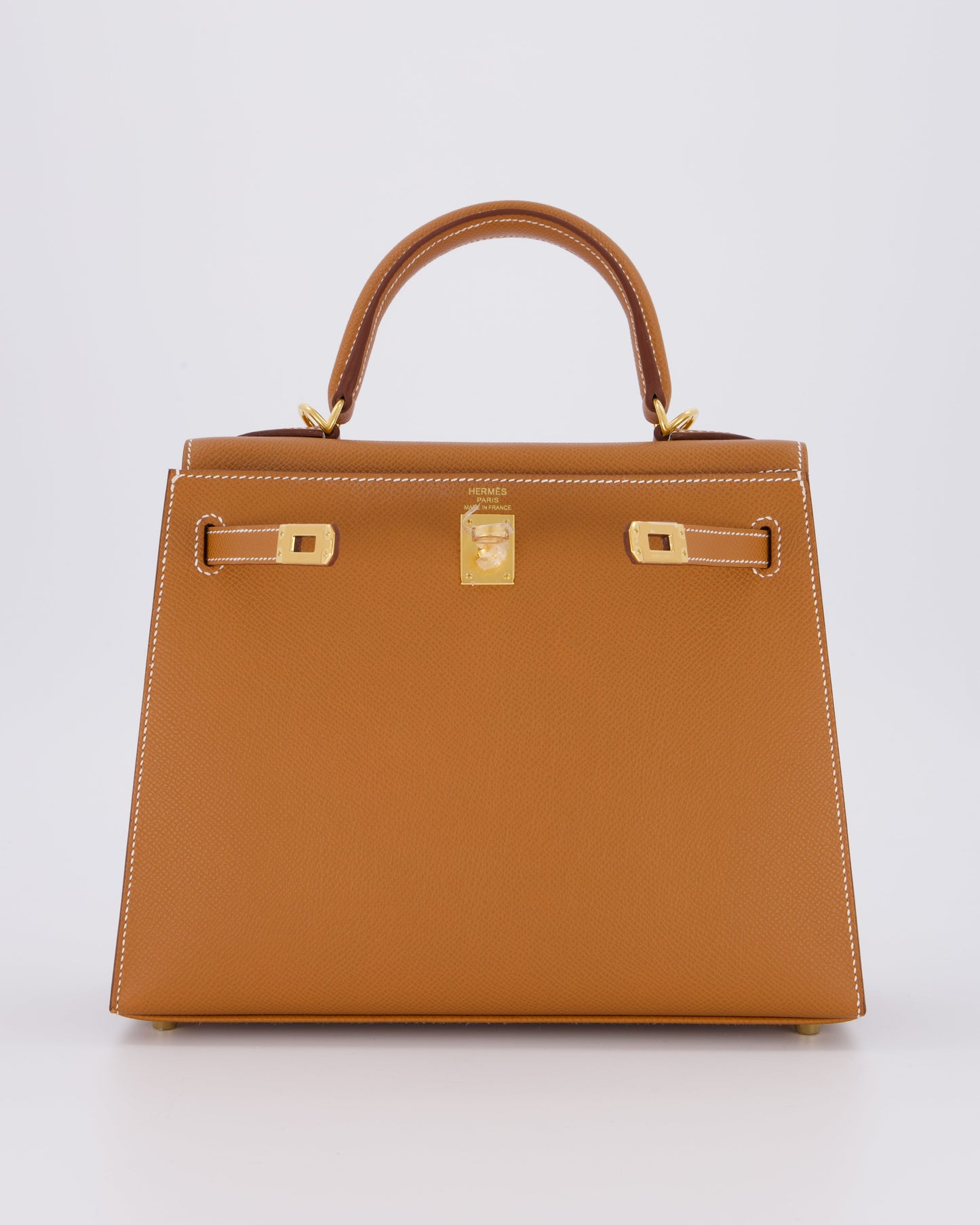 Hermes Kelly 25 Sellier Bag in Gold Epsom Leather with Gold Hardware