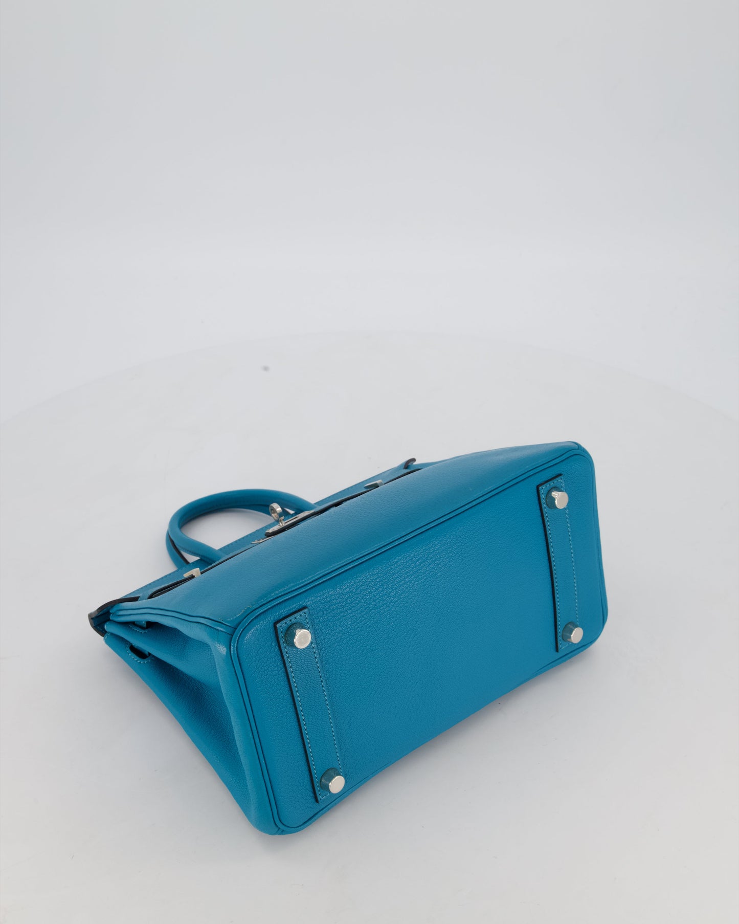 Hermes Birkin 25 Retourne Bag in Bleu Saint Cyr Chèvre Mysore Leather with Palladium Hardware