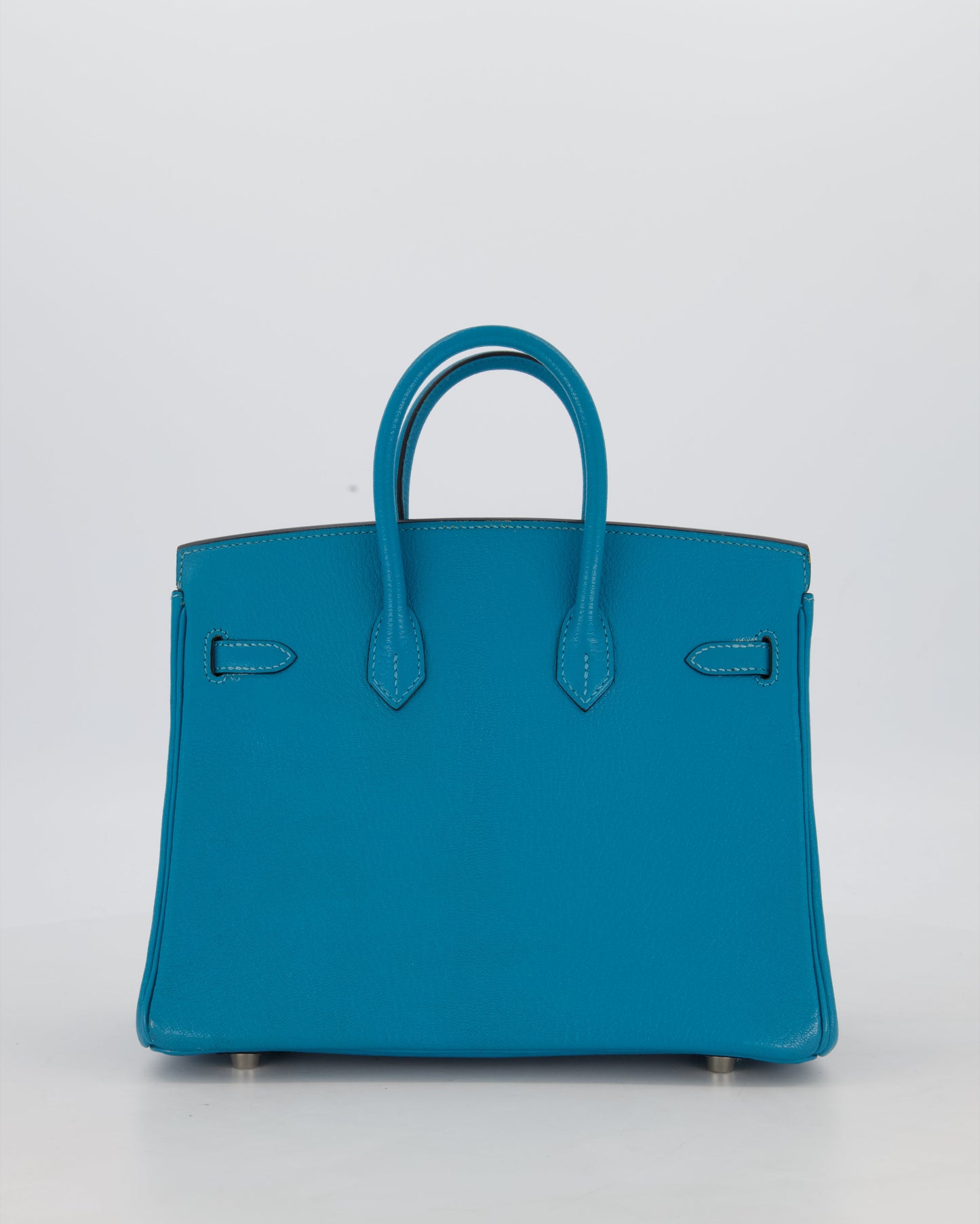 Hermes Birkin 25 Retourne Bag in Bleu Saint Cyr Chèvre Mysore Leather with Palladium Hardware