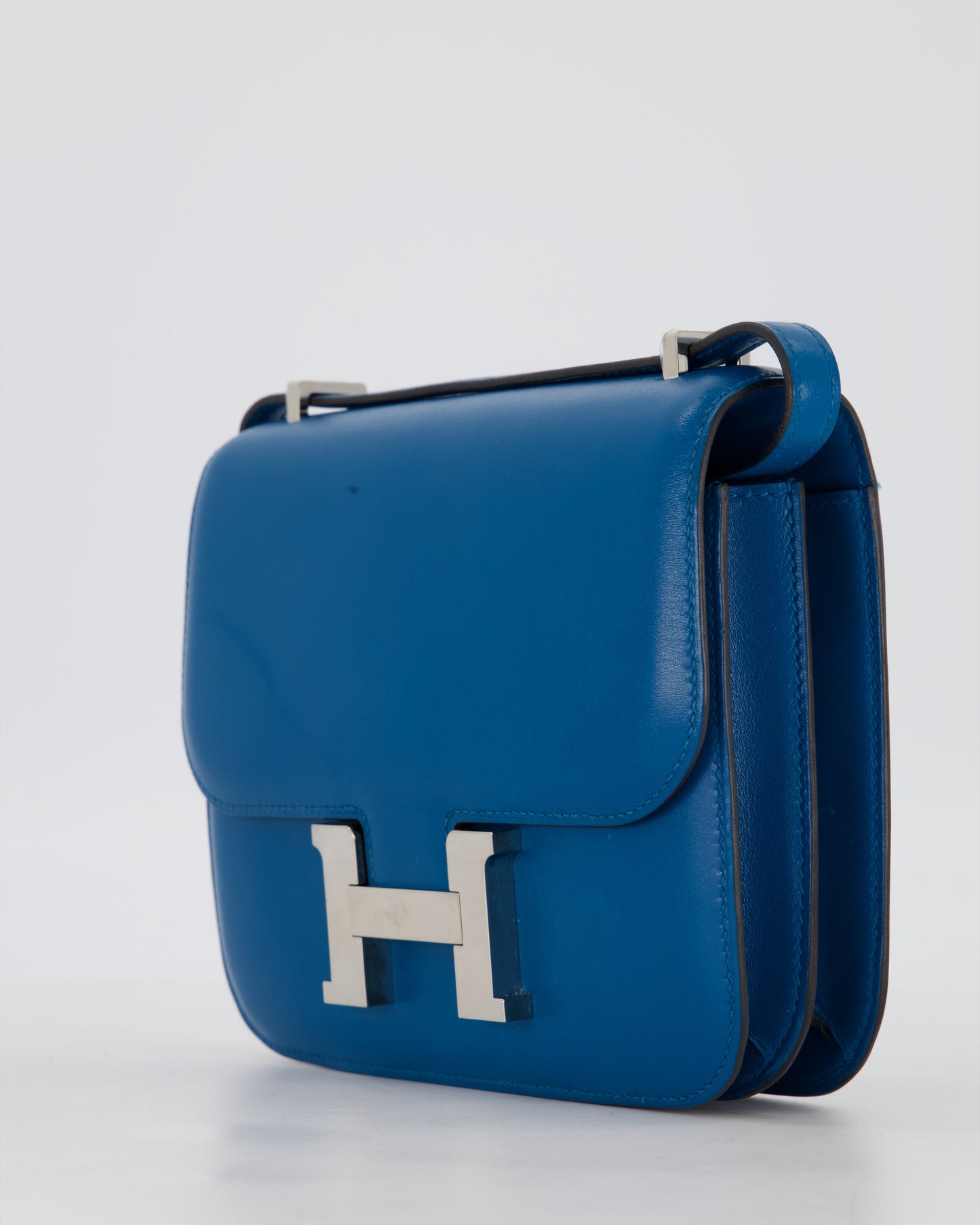 Hermes Mini Constance III 18 Bag in Bleu Izmir Tadelakt Leather with Palladium Hardware