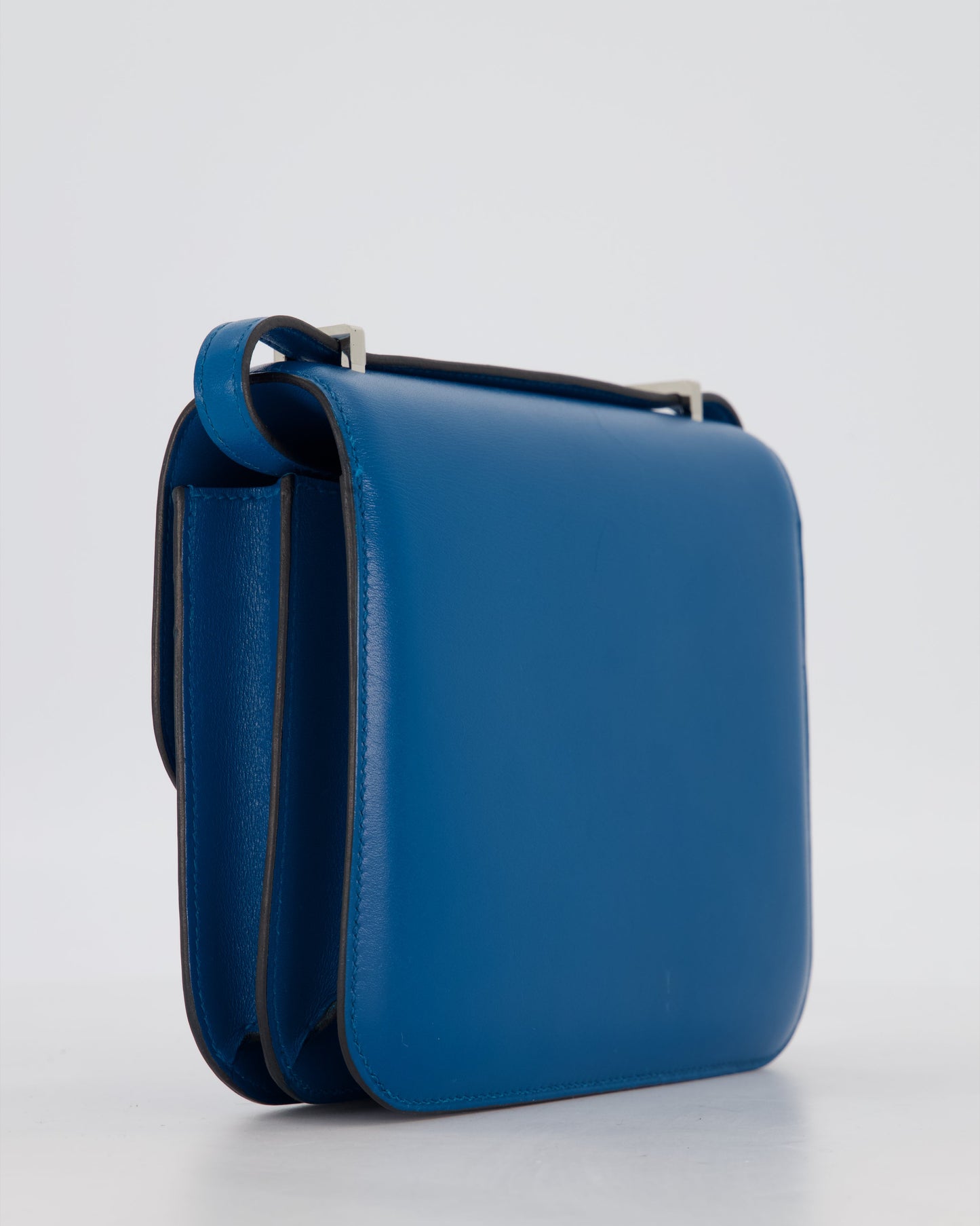 Hermes Mini Constance III 18 Bag in Bleu Izmir Tadelakt Leather with Palladium Hardware