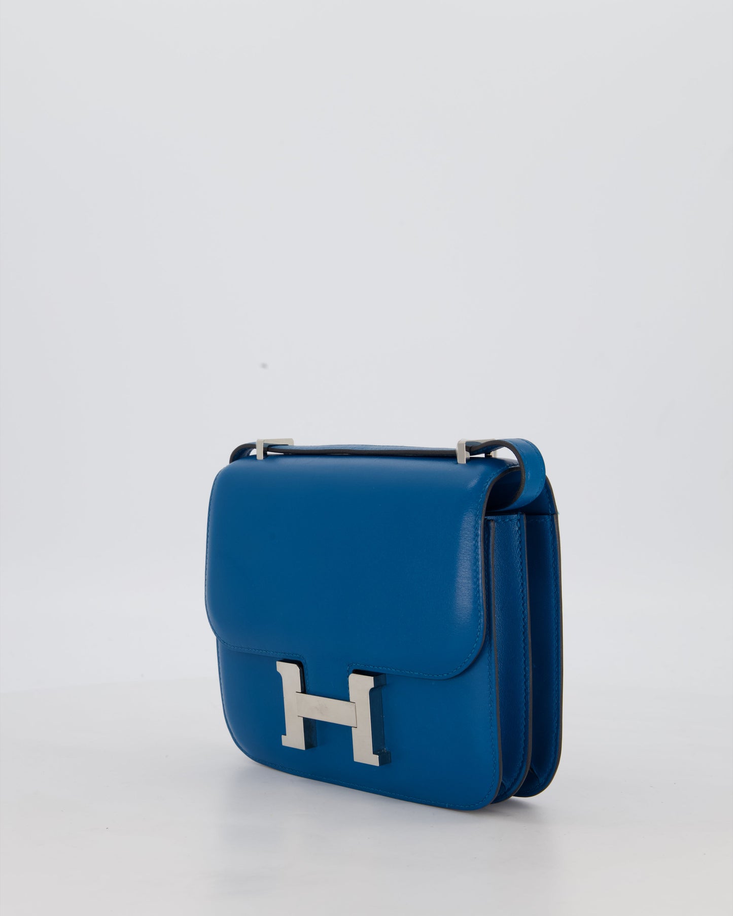 Hermes Mini Constance III 18 Bag in Bleu Izmir Tadelakt Leather with Palladium Hardware