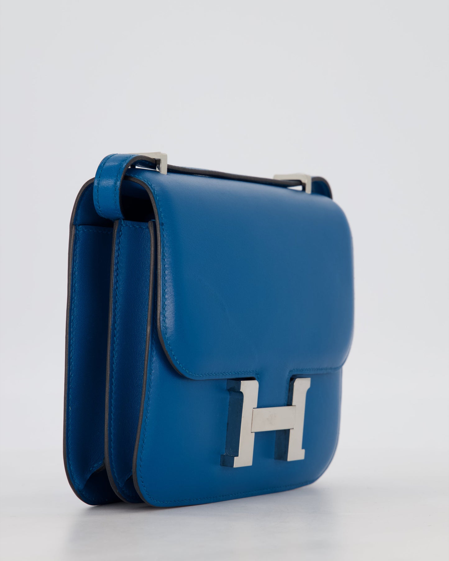 Hermes Mini Constance III 18 Bag in Bleu Izmir Tadelakt Leather with Palladium Hardware
