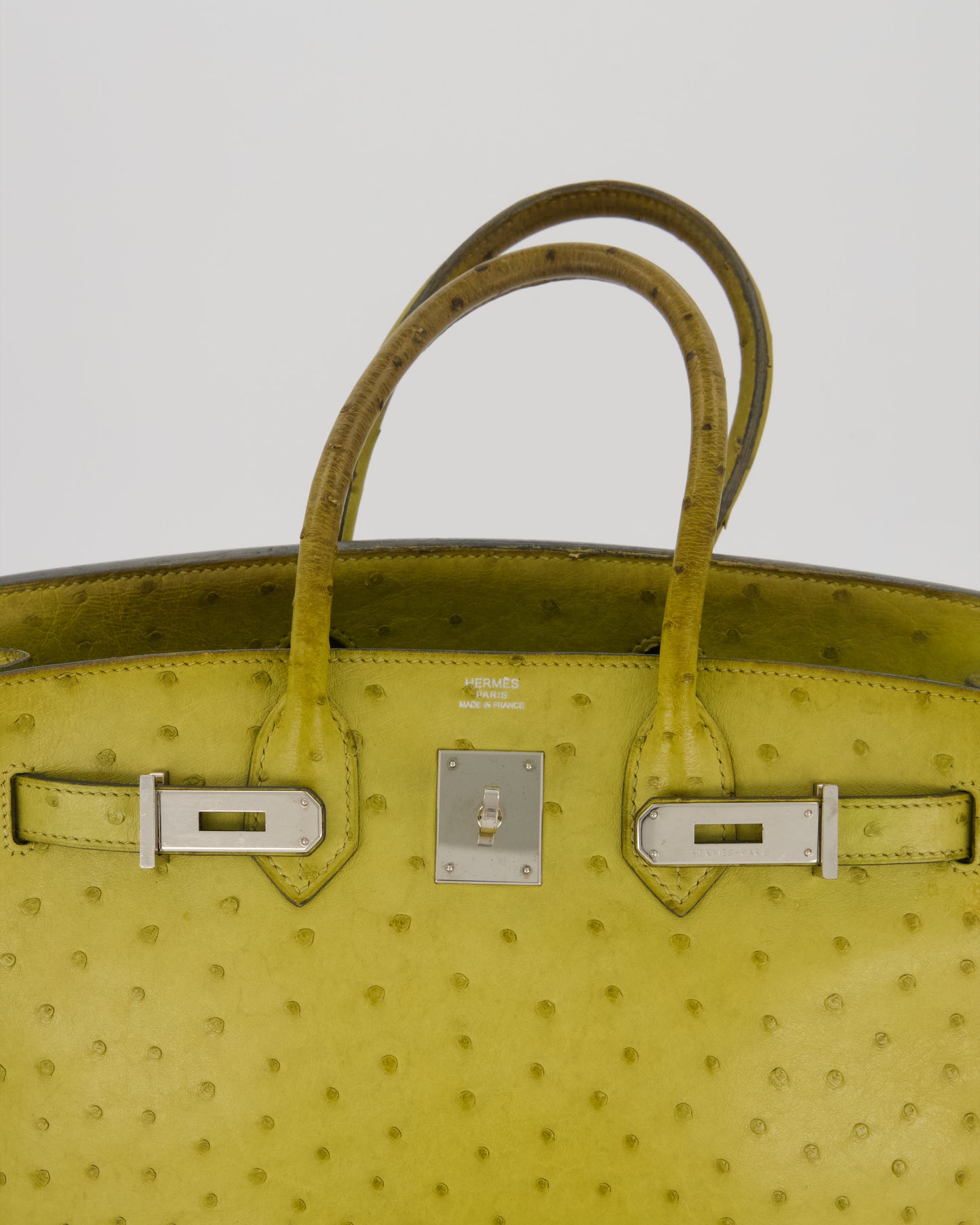 Hermes Birkin 30 Retourne Bag in Vert Anis Ostrich Leather with Palladium Hardware