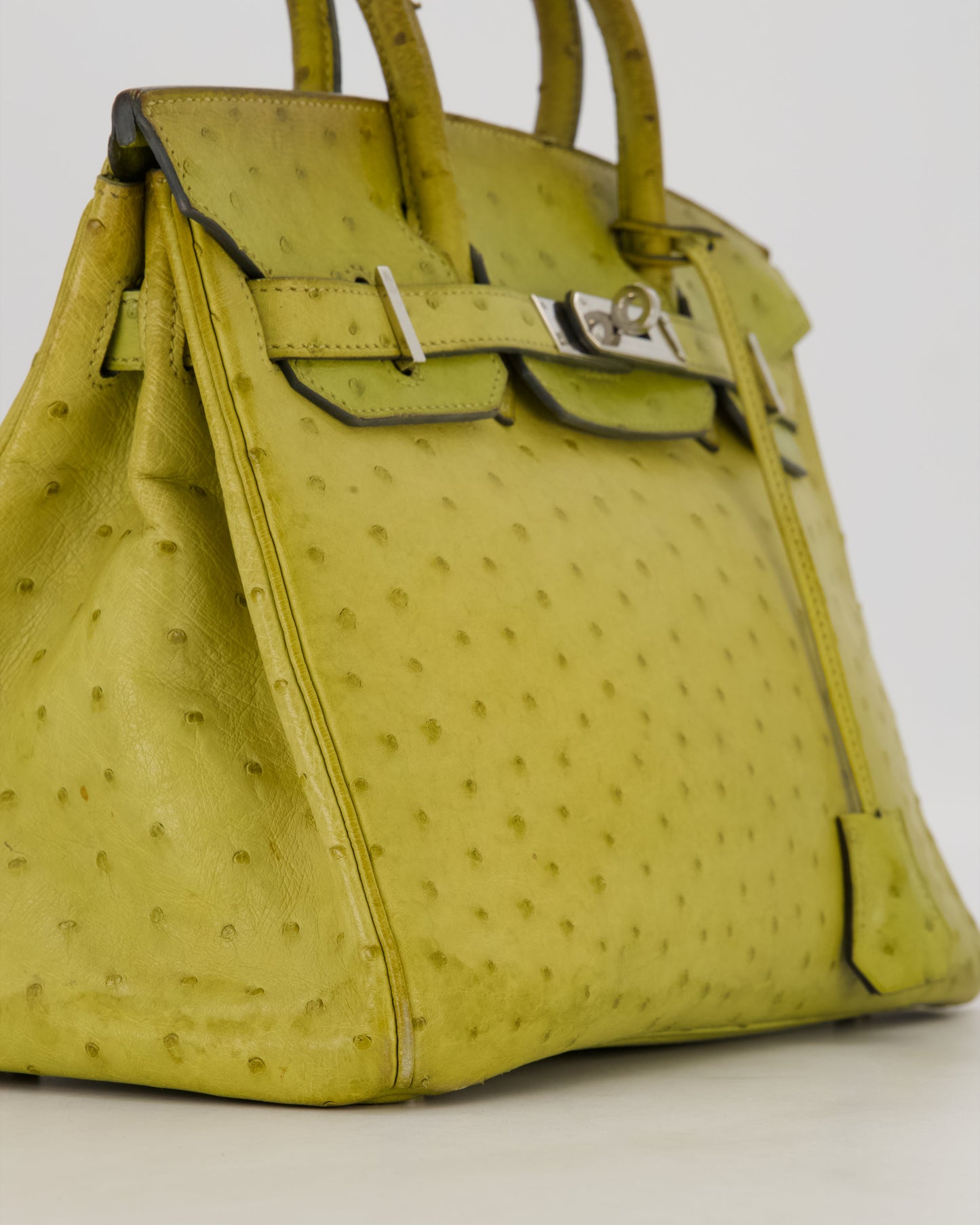 Hermes Birkin 30 Retourne Bag in Vert Anis Ostrich Leather with Palladium Hardware