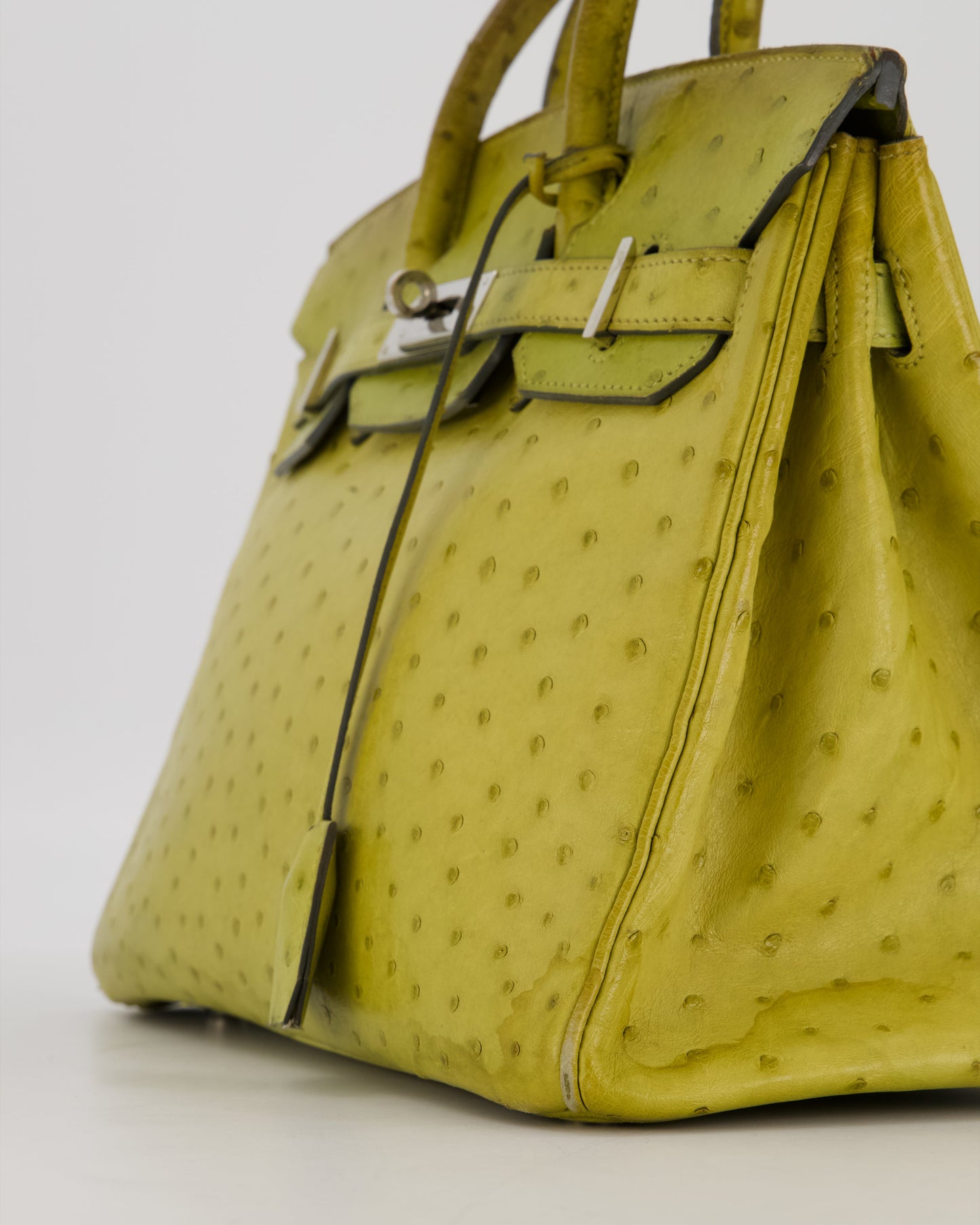 Hermes Birkin 30 Retourne Bag in Vert Anis Ostrich Leather with Palladium Hardware