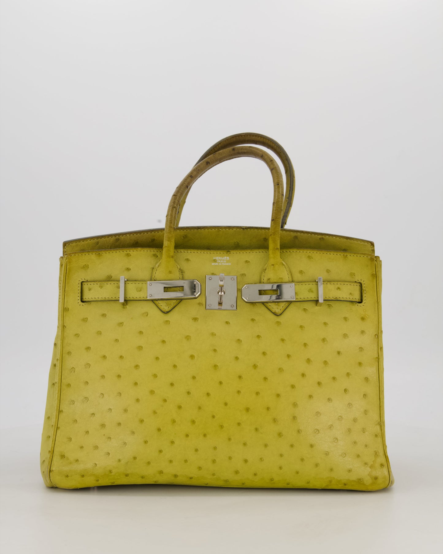 Hermes Birkin 30 Retourne Bag in Vert Anis Ostrich Leather with Palladium Hardware