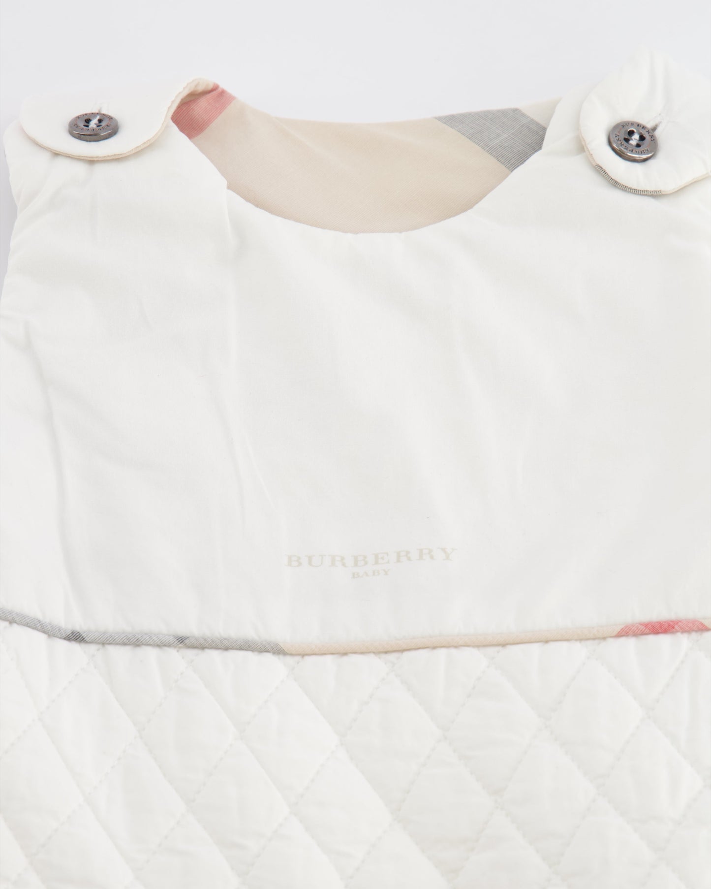 Burberry Baby White Sleeping Bag with Checkered Details