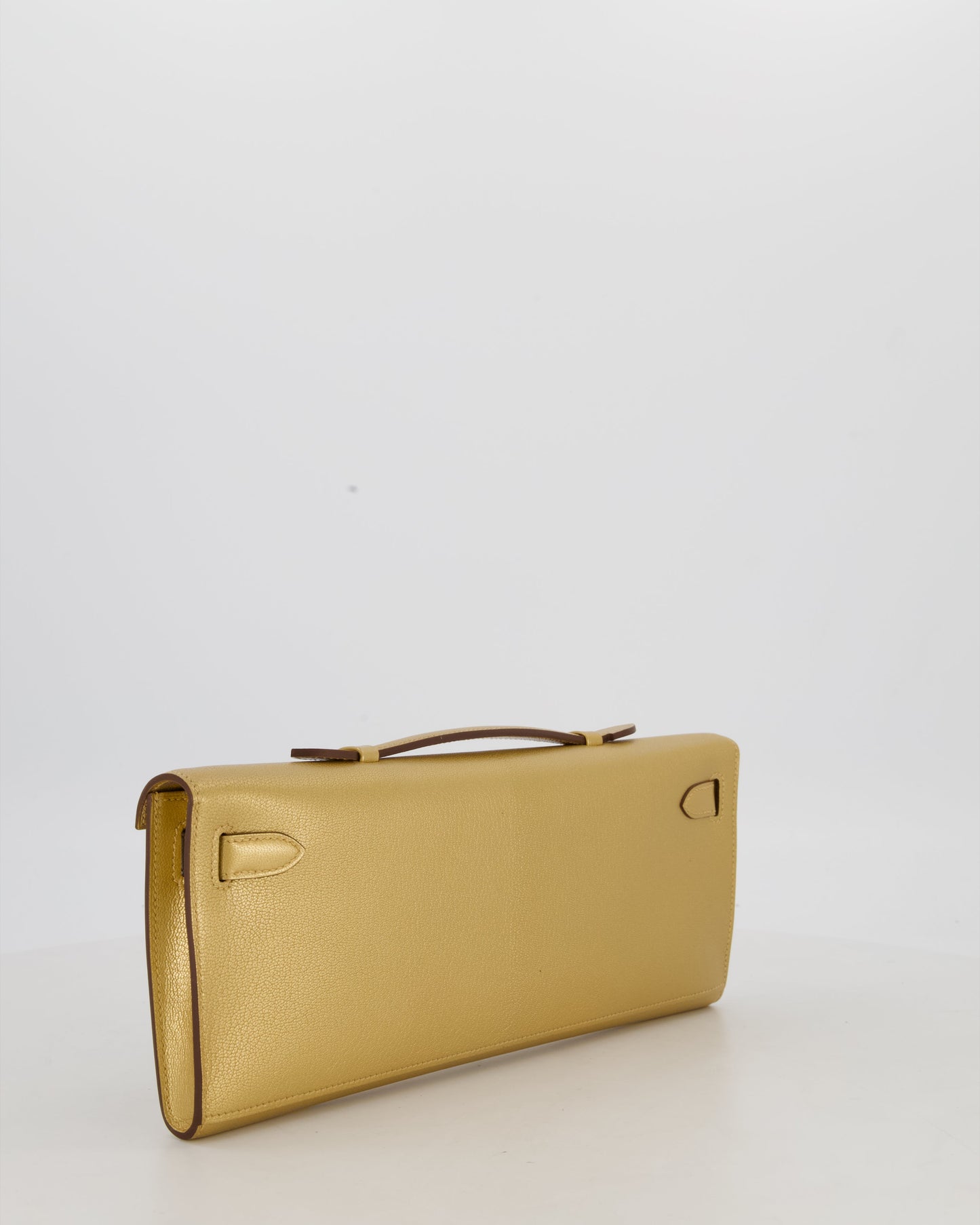 *SUPER RARE* Hermes Kelly Cut Bag in Doré Chévre Chamkila Leather with Permabrass Hardware