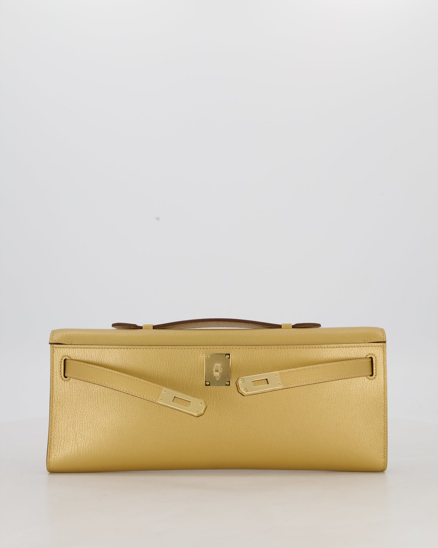 *SUPER RARE* Hermes Kelly Cut Bag in Doré Chévre Chamkila Leather with Permabrass Hardware