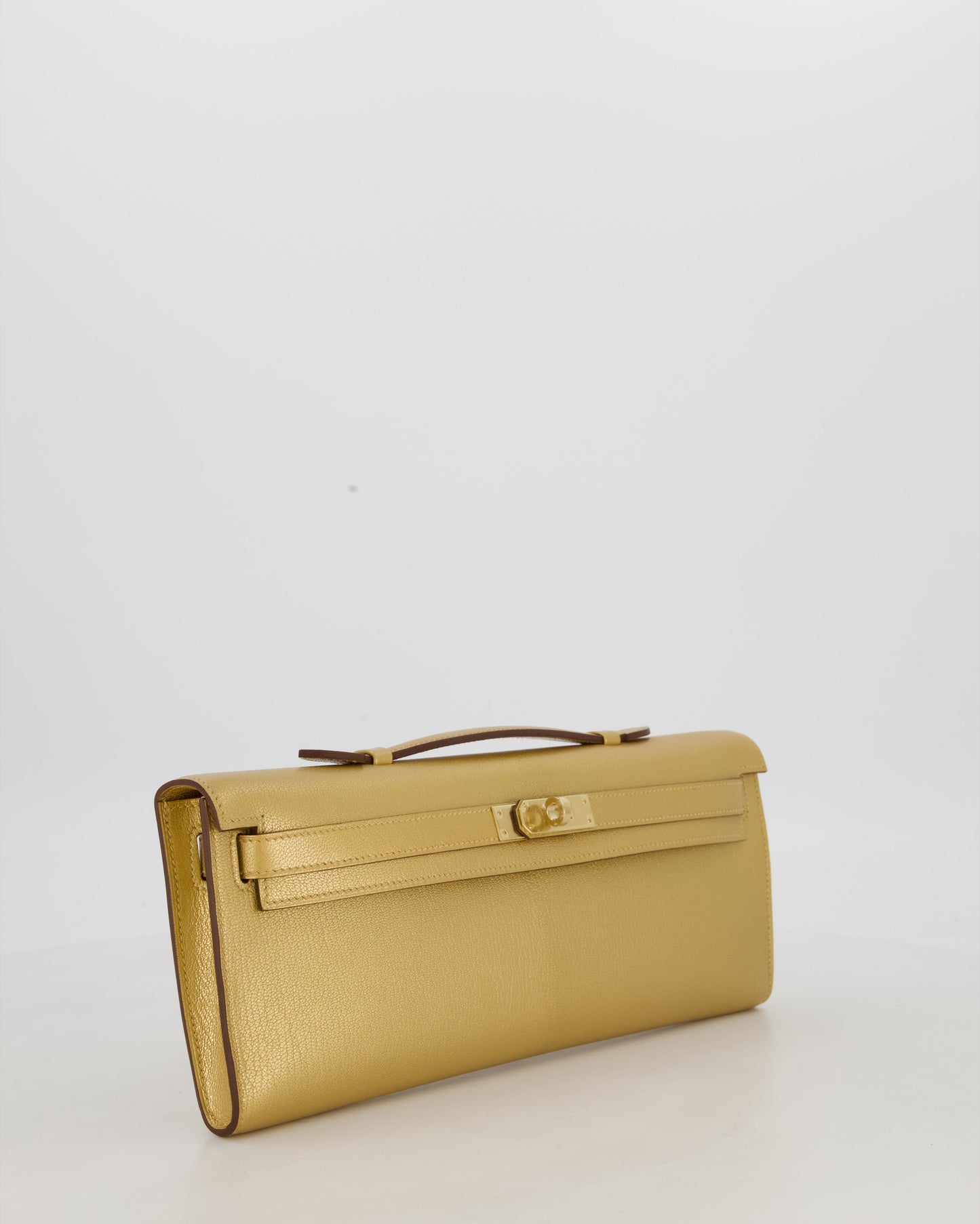 *SUPER RARE* Hermes Kelly Cut Bag in Doré Chévre Chamkila Leather with Permabrass Hardware
