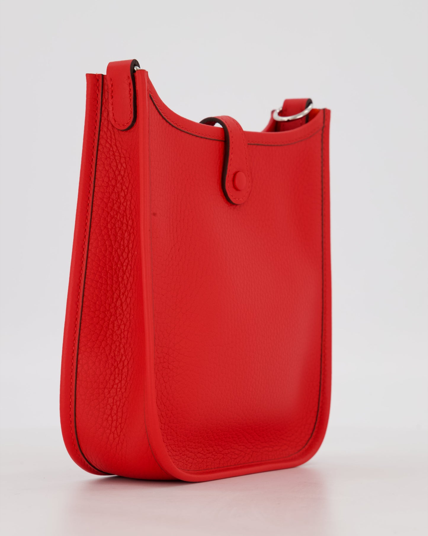 Hermes Mini Evelyne Bag in Rouge Radieux Clemence Leather with Palladium Hardware