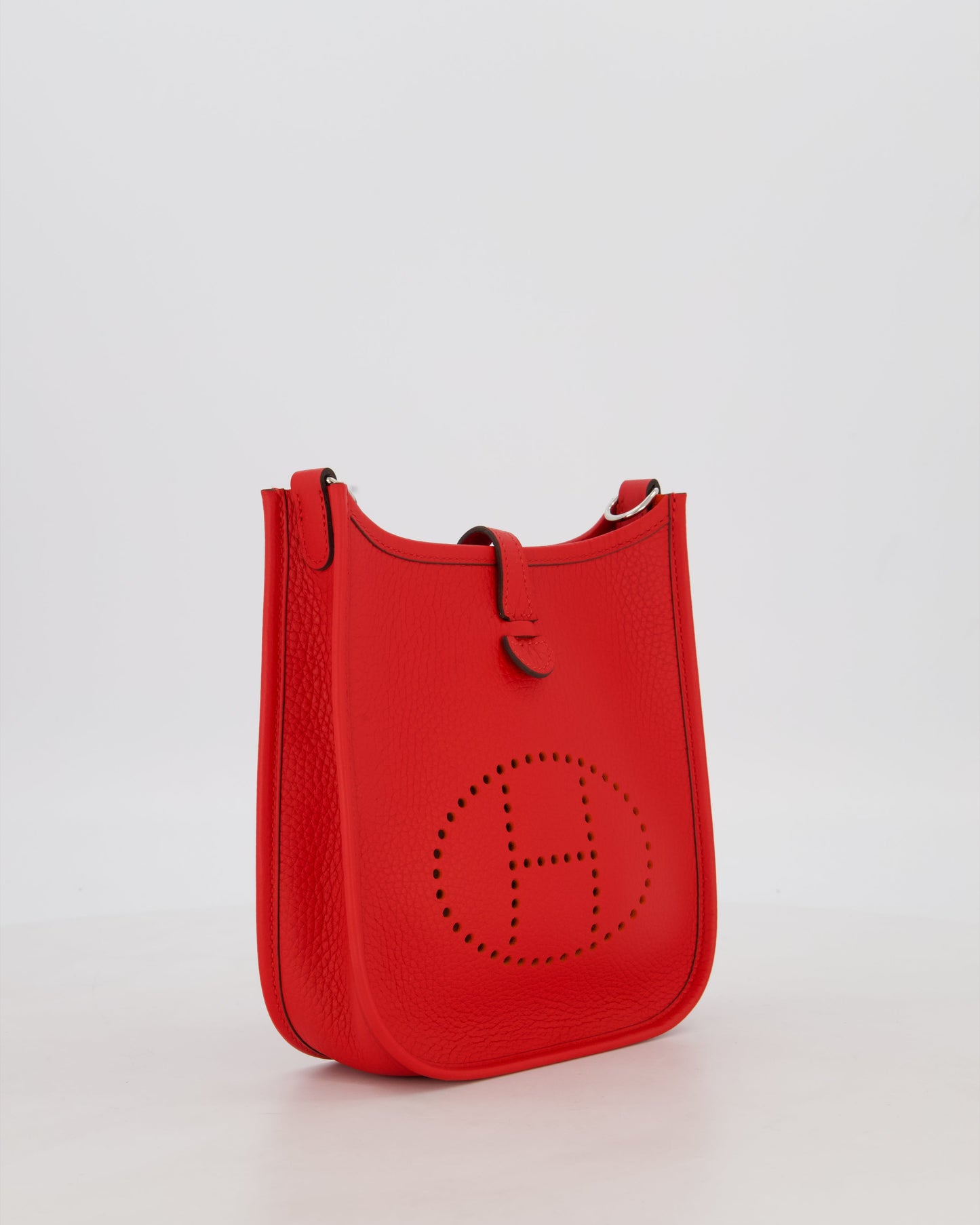 Hermes Mini Evelyne Bag in Rouge Radieux Clemence Leather with Palladium Hardware