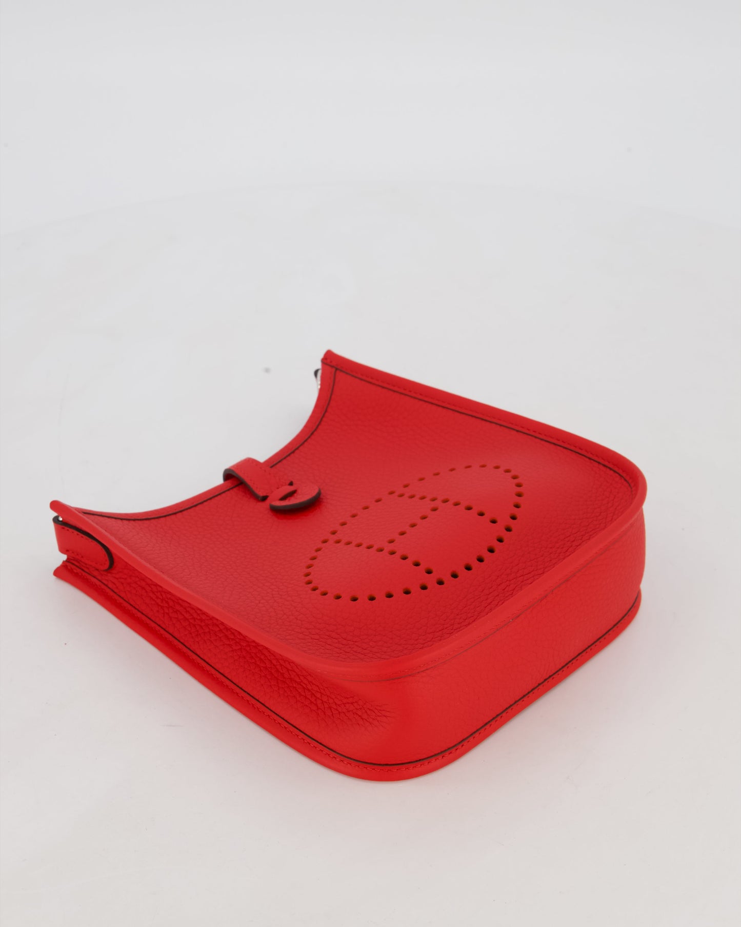 Hermes Mini Evelyne Bag in Rouge Radieux Clemence Leather with Palladium Hardware