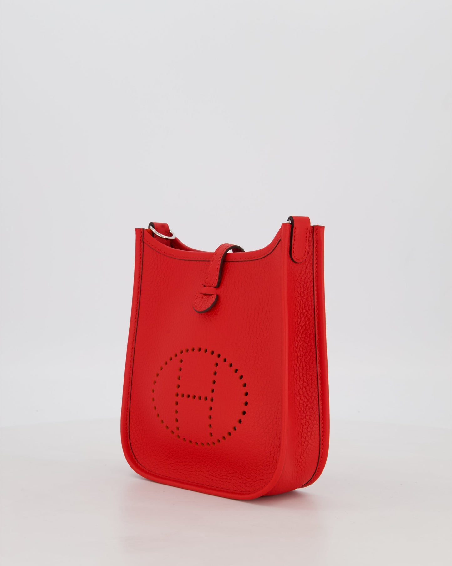 Hermes Mini Evelyne Bag in Rouge Radieux Clemence Leather with Palladium Hardware