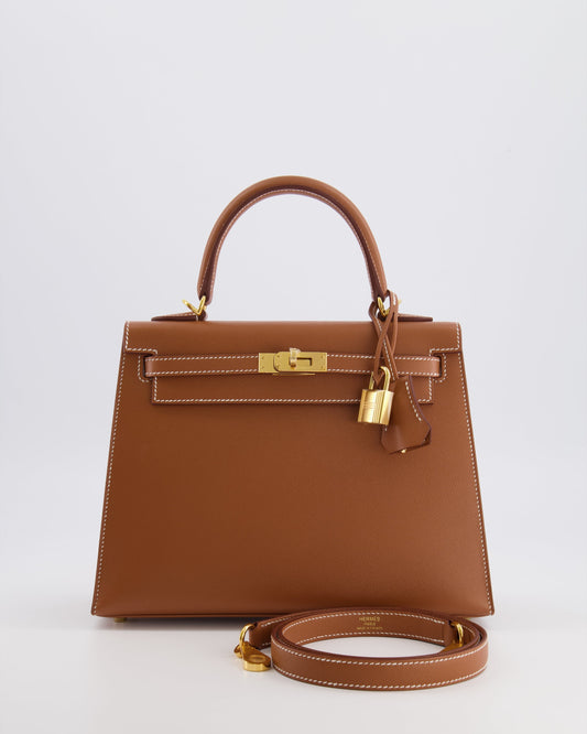 Hermes Kelly 25 II Sellier Bag in Gold Madame Leather with Gold Hardware