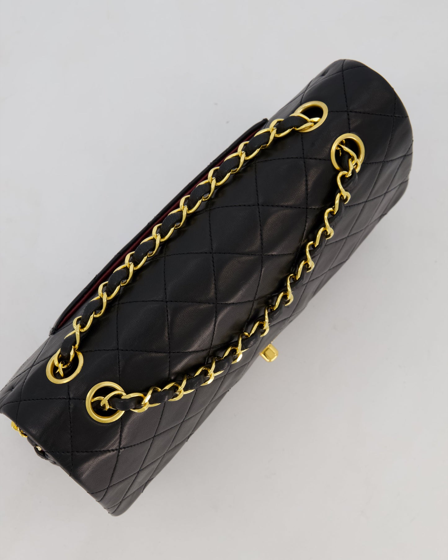 Chanel Black Vintage Medium Classic Double Flap Bag in Lambskin Leather with 24K Gold Hardware