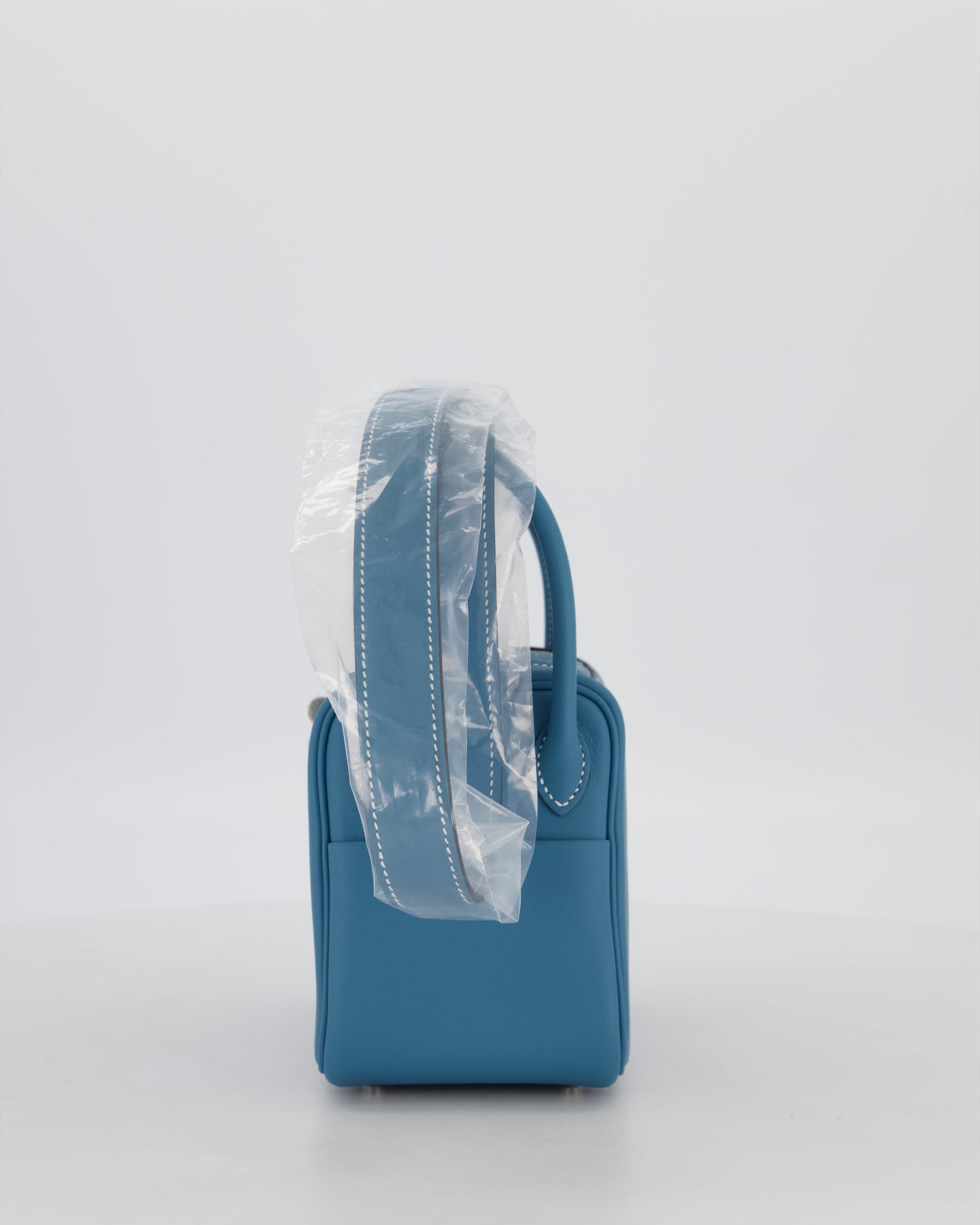 Hermes Mini Lindy Bag in Bleu Jean Swift Leather with Palladium Hardware
