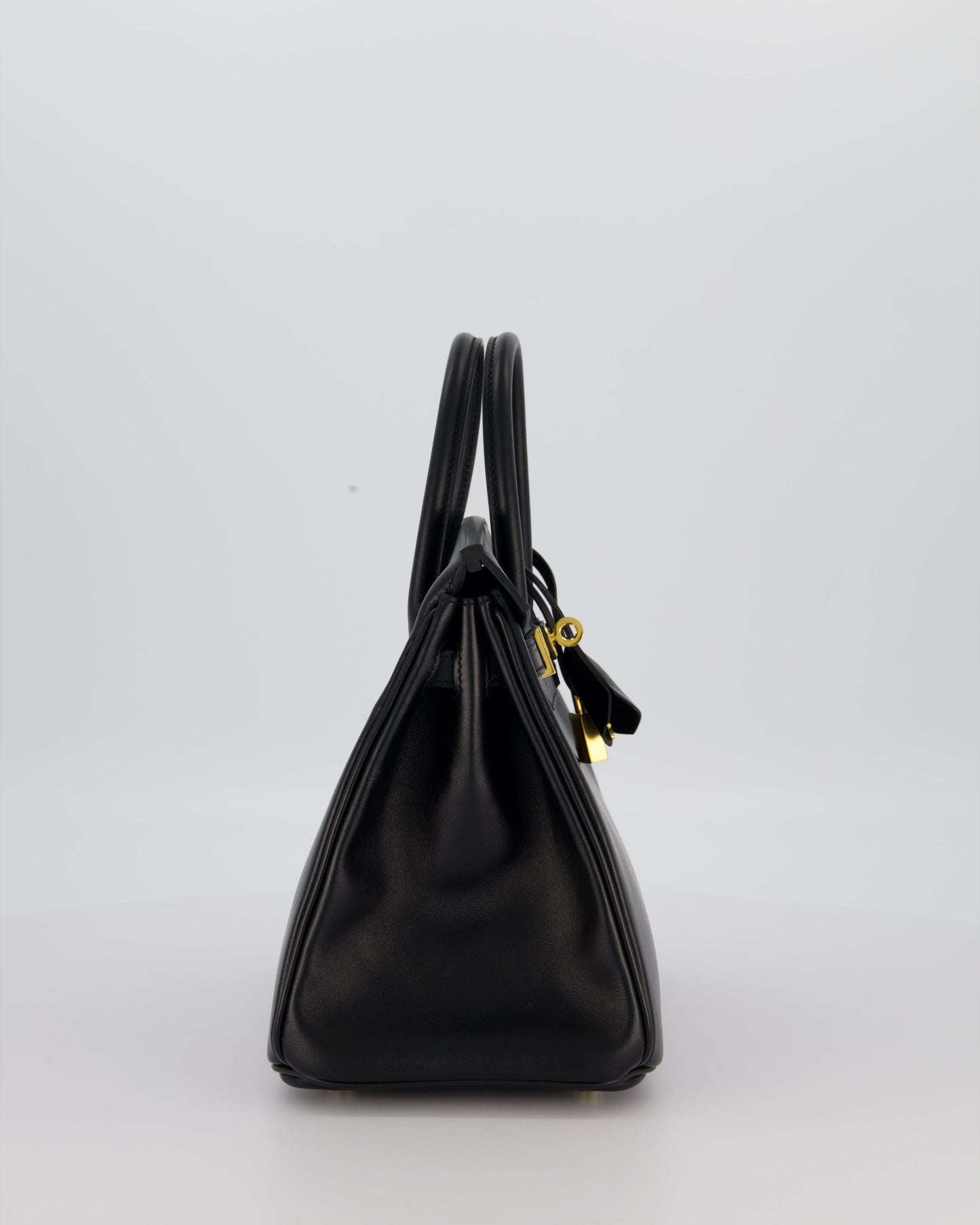 *RARE* Hermes Birkin 25 Retourne Bag in Noir Tadelakt Leather with Gold Hardware