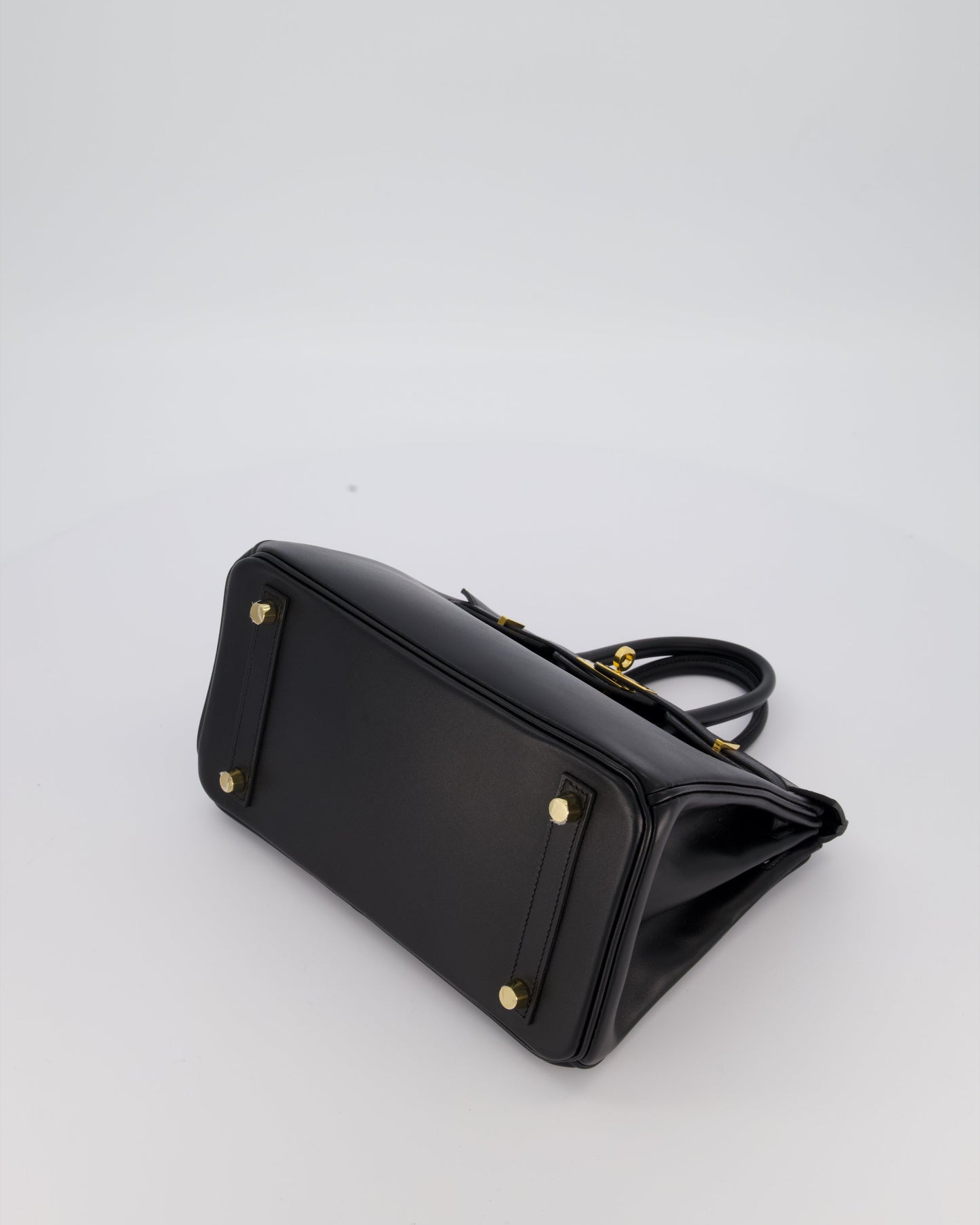 *RARE* Hermes Birkin 25 Retourne Bag in Noir Tadelakt Leather with Gold Hardware