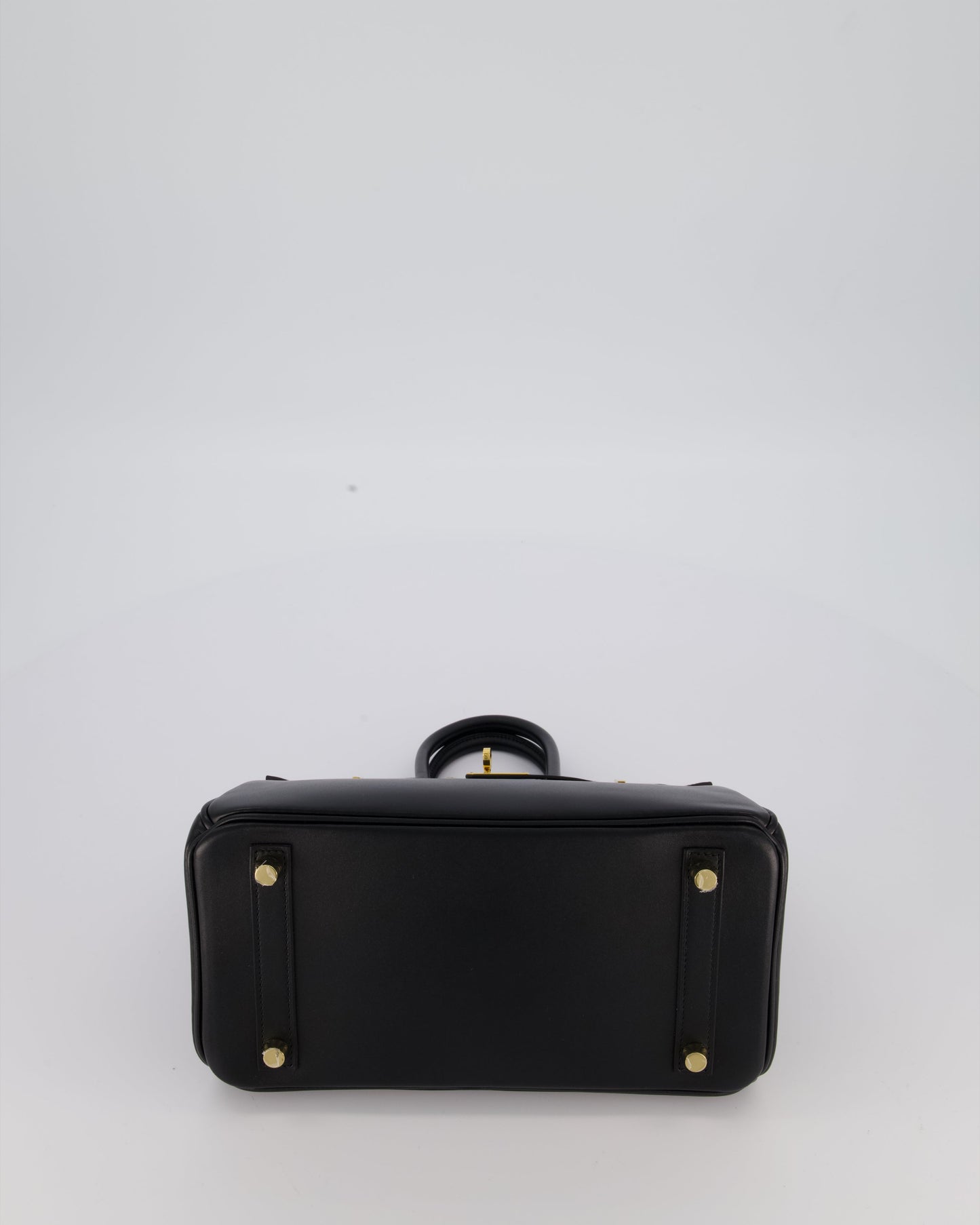 *RARE* Hermes Birkin 25 Retourne Bag in Noir Tadelakt Leather with Gold Hardware