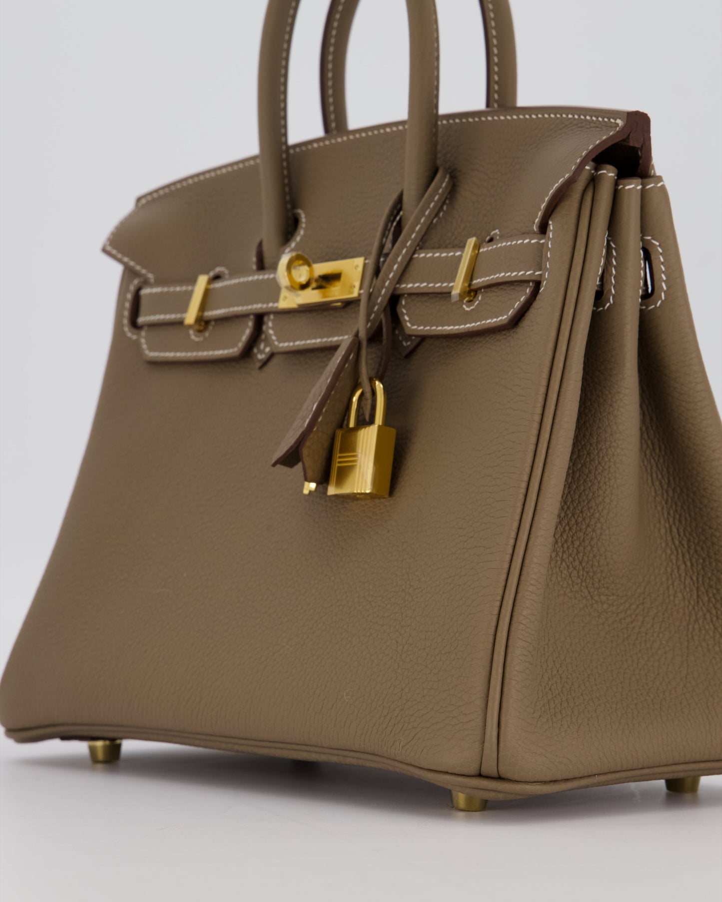 Hermes Birkin 25 Retourne Bag in Etoupe Togo Leather with Gold Hardware