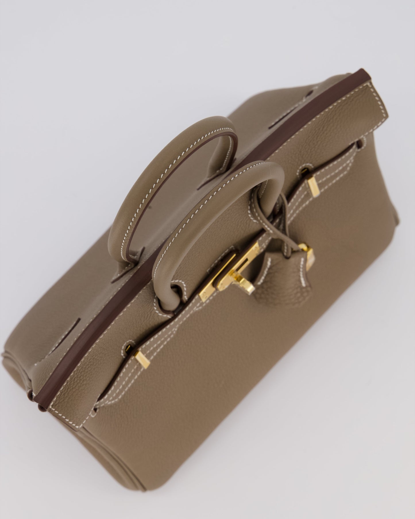 Hermes Birkin 25 Retourne Bag in Etoupe Togo Leather with Gold Hardware