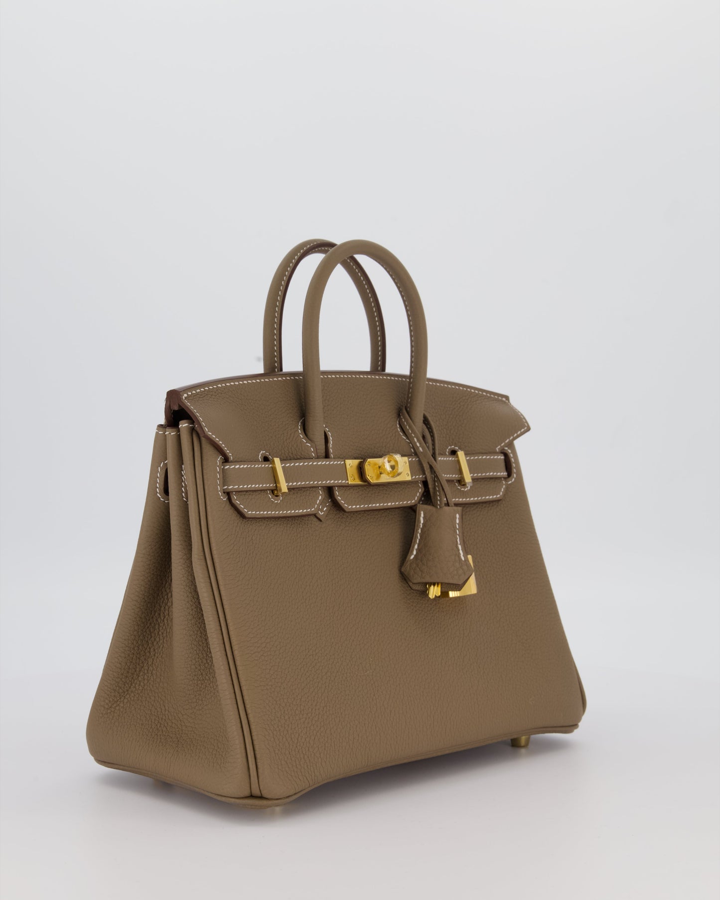 Hermes Birkin 25 Retourne Bag in Etoupe Togo Leather with Gold Hardware