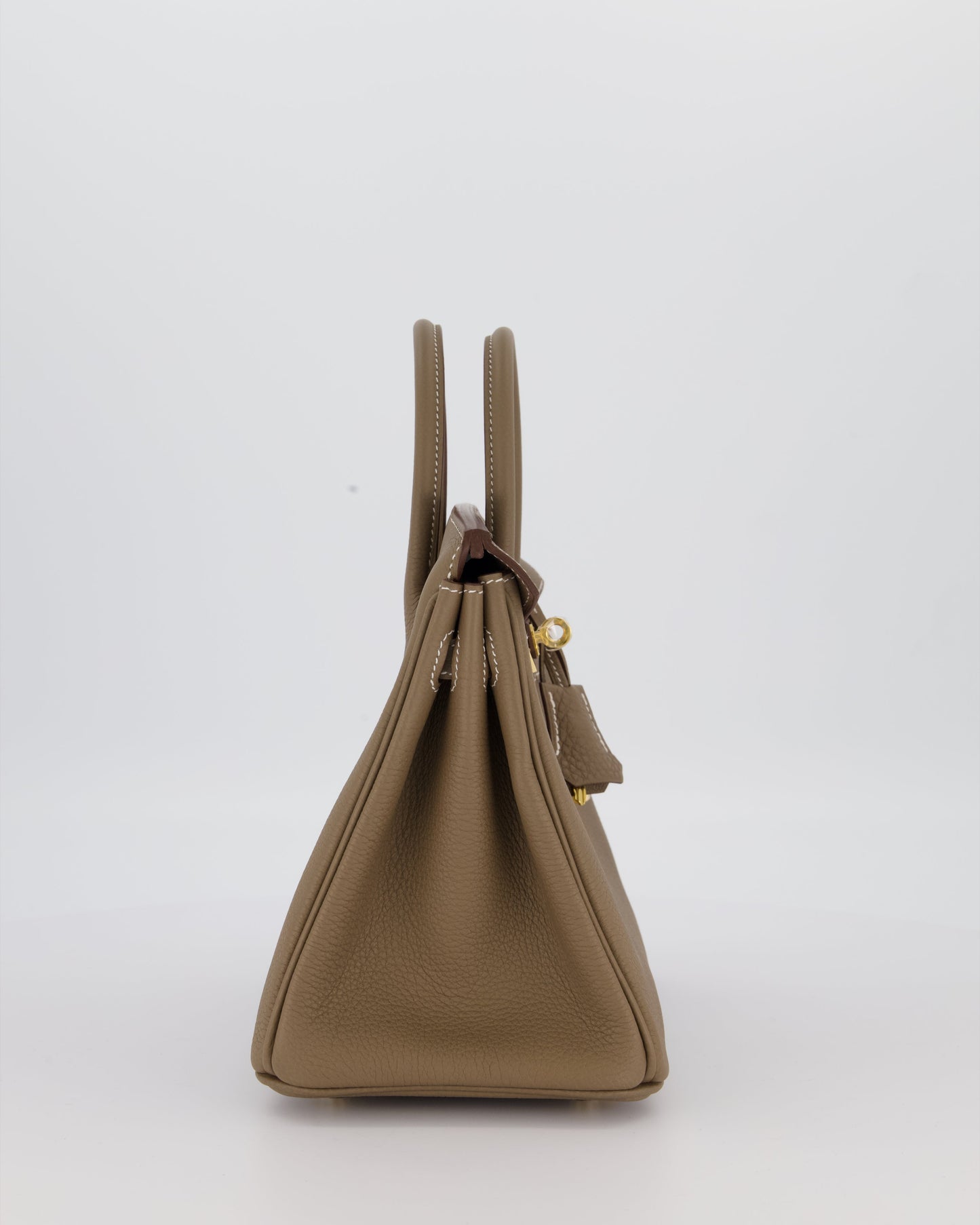 Hermes Birkin 25 Retourne Bag in Etoupe Togo Leather with Gold Hardware