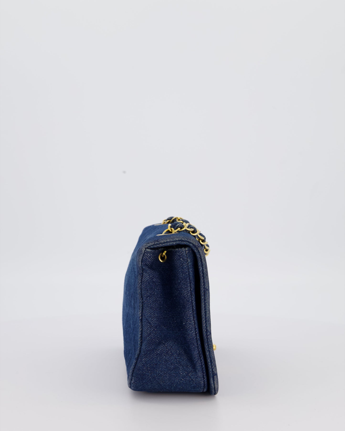 Chanel Vintage Single Chain Flap Bag in Quilted Denim with 24K Gold Hardware