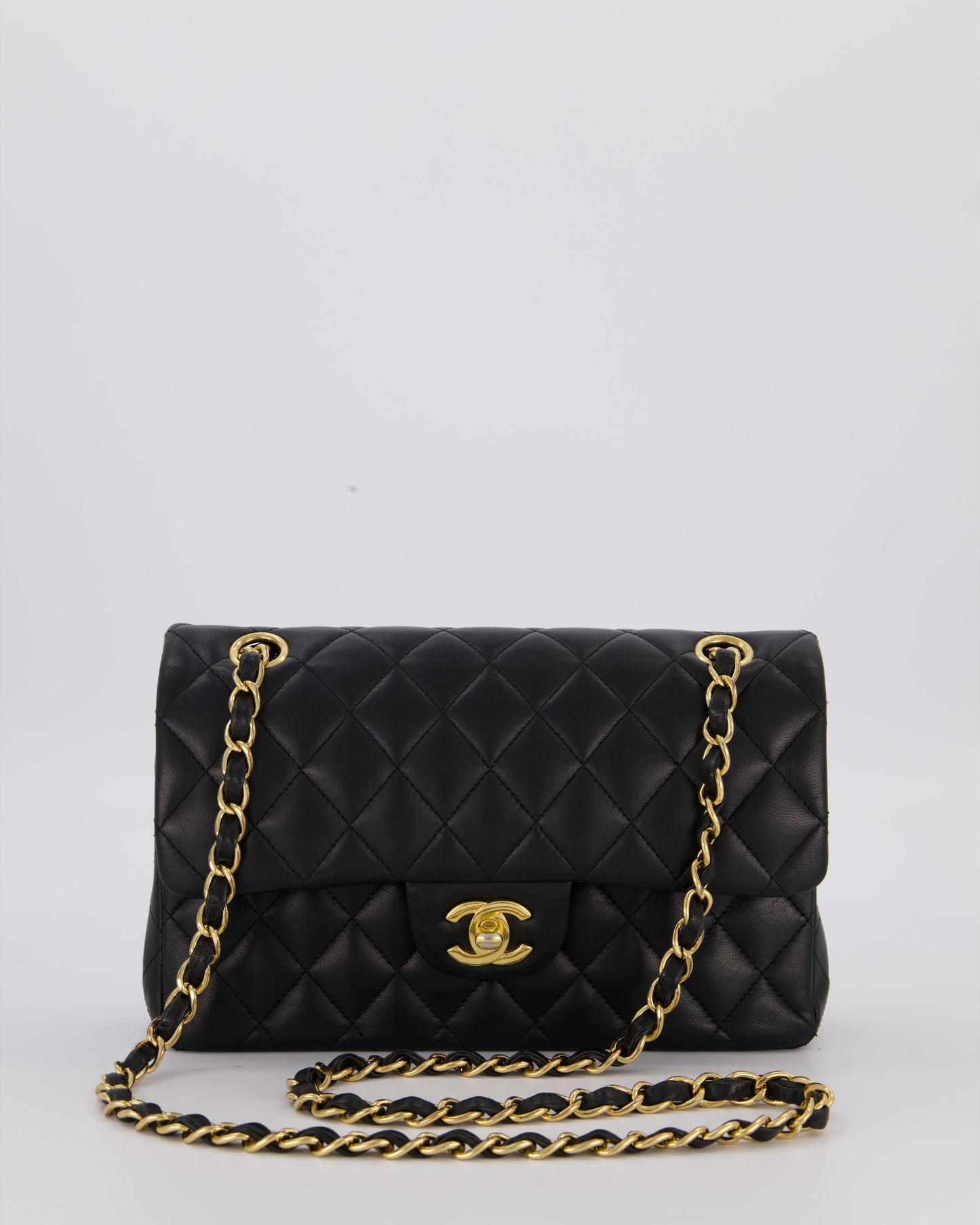 Chanel Black Small Classic Double Flap Bag in Lambskin Leather with Gold Hardware
