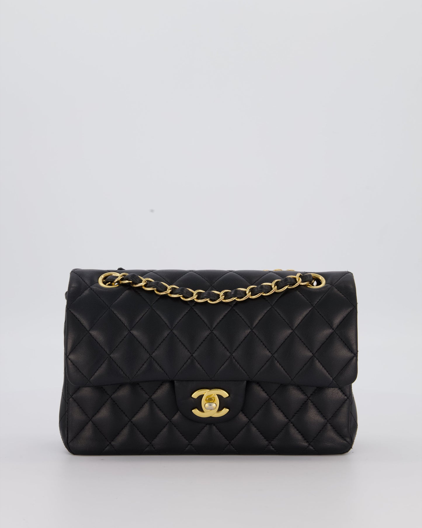 Chanel Black Small Classic Double Flap Bag in Lambskin Leather with Gold Hardware