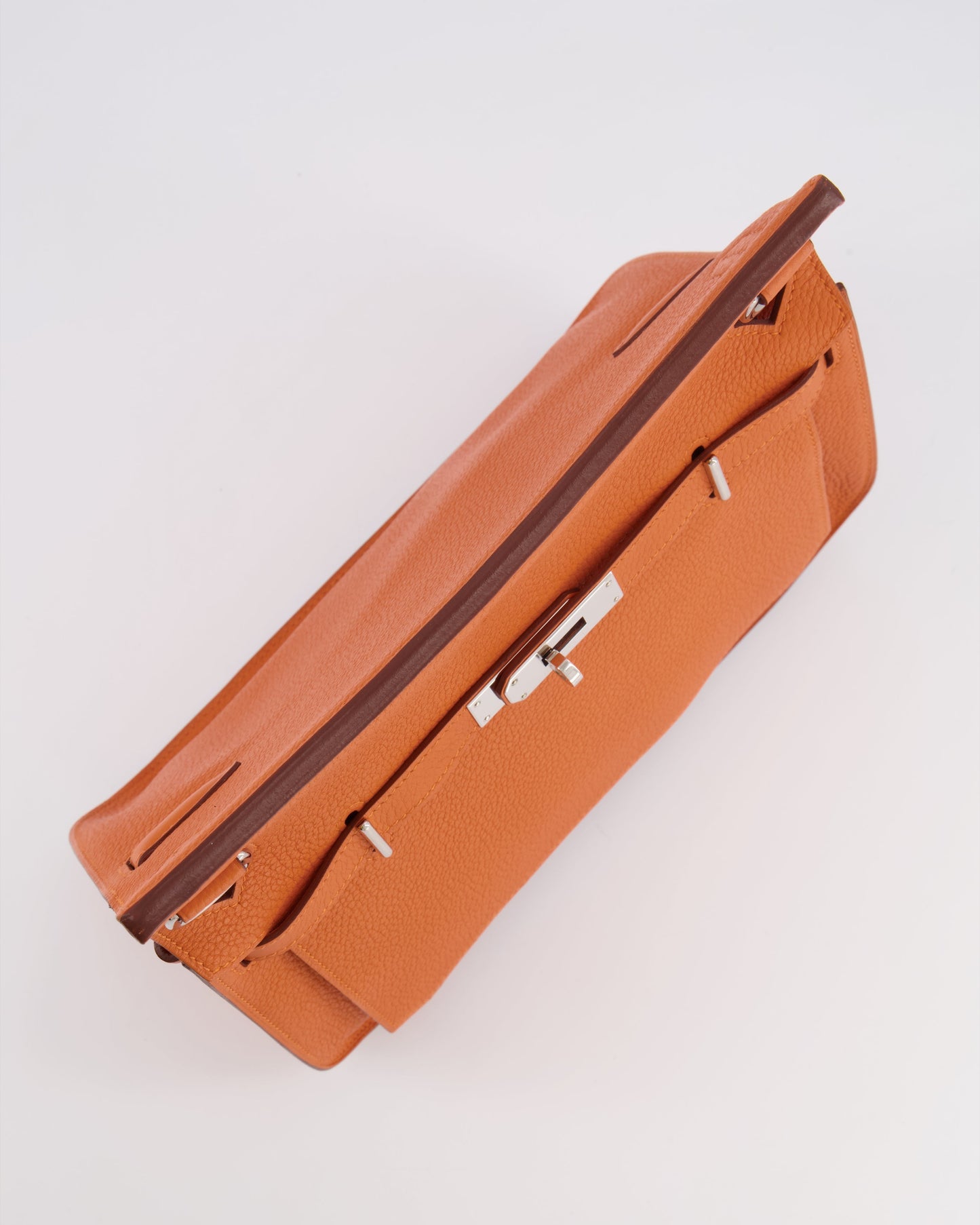 Hermes Jypsiere 28 Bag in Orange Clemence Leather with Palladium Hardware