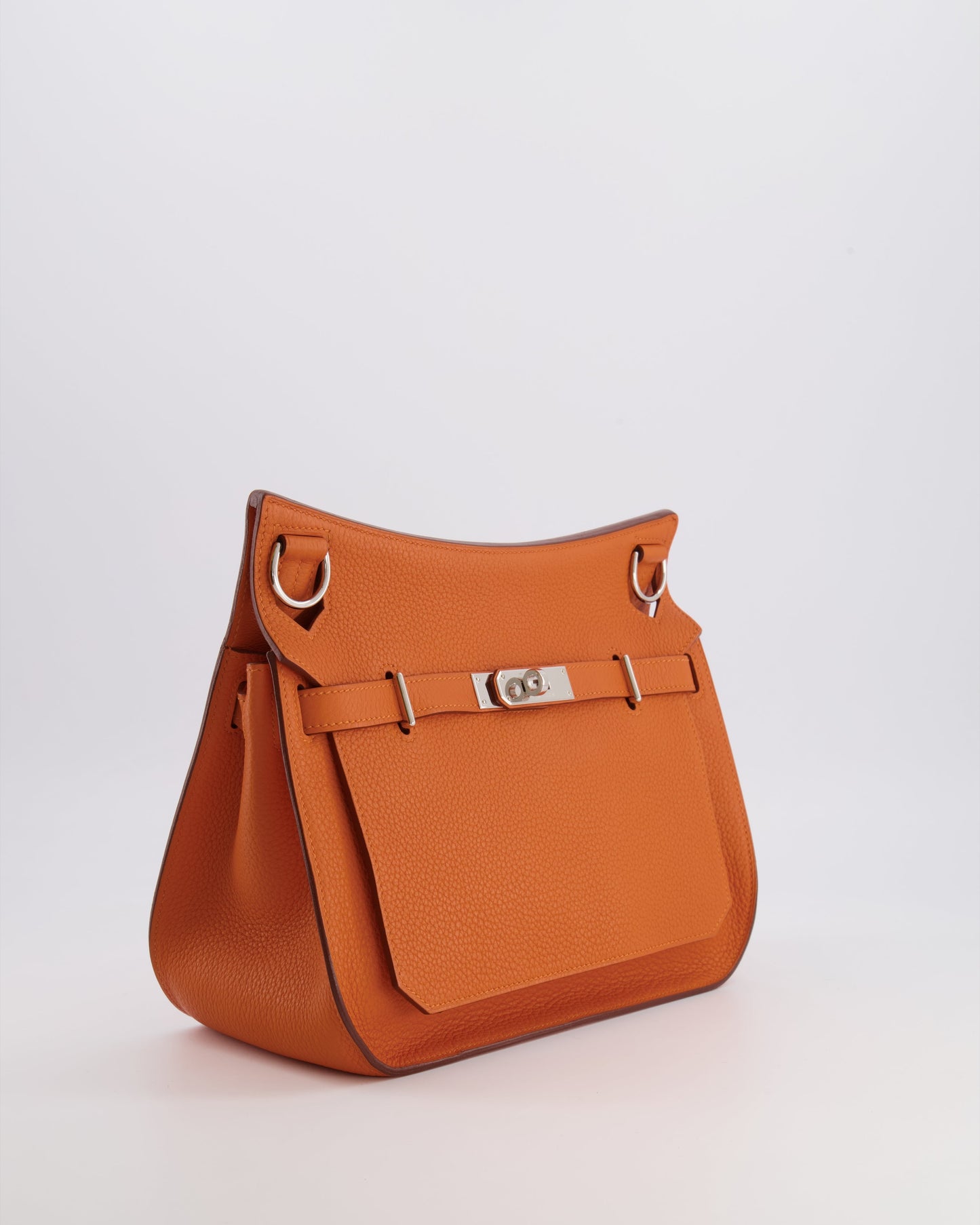 Hermes Jypsiere 28 Bag in Orange Clemence Leather with Palladium Hardware