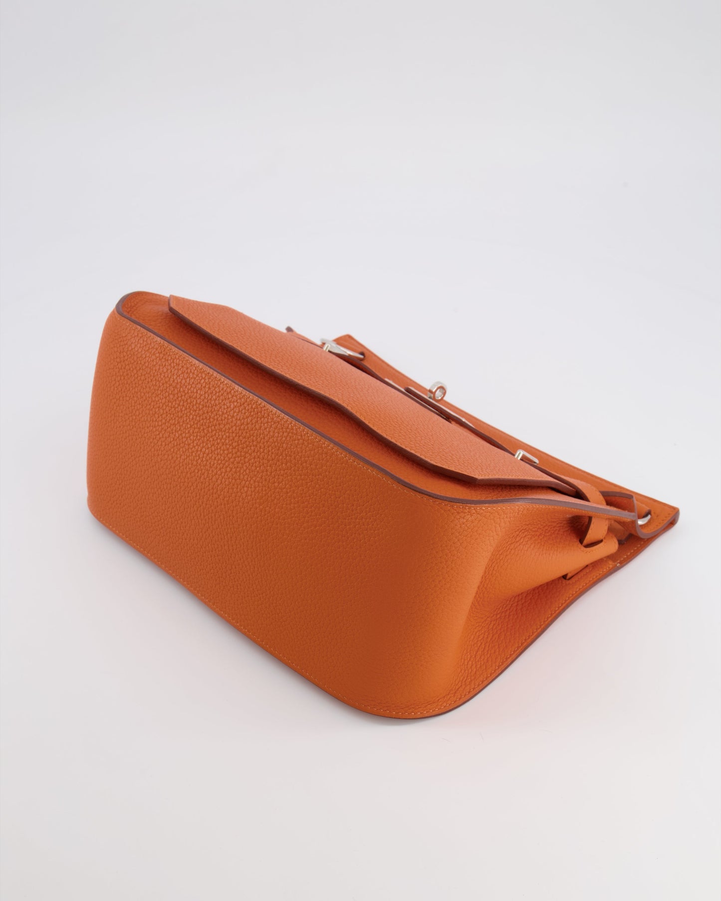 Hermes Jypsiere 28 Bag in Orange Clemence Leather with Palladium Hardware