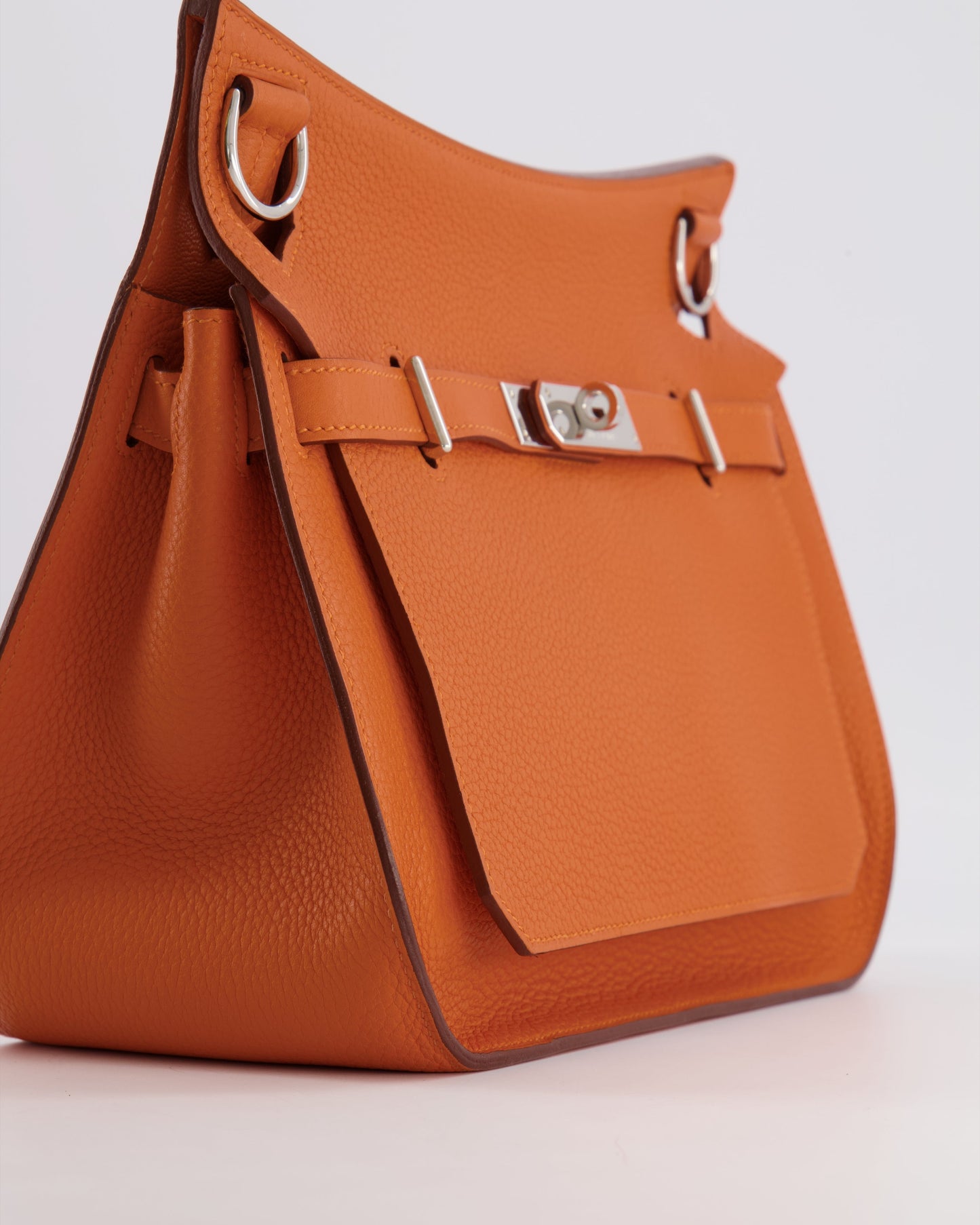 Hermes Jypsiere 28 Bag in Orange Clemence Leather with Palladium Hardware