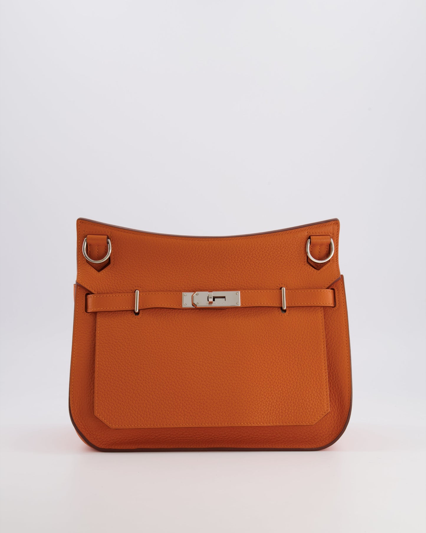 Hermes Jypsiere 28 Bag in Orange Clemence Leather with Palladium Hardware