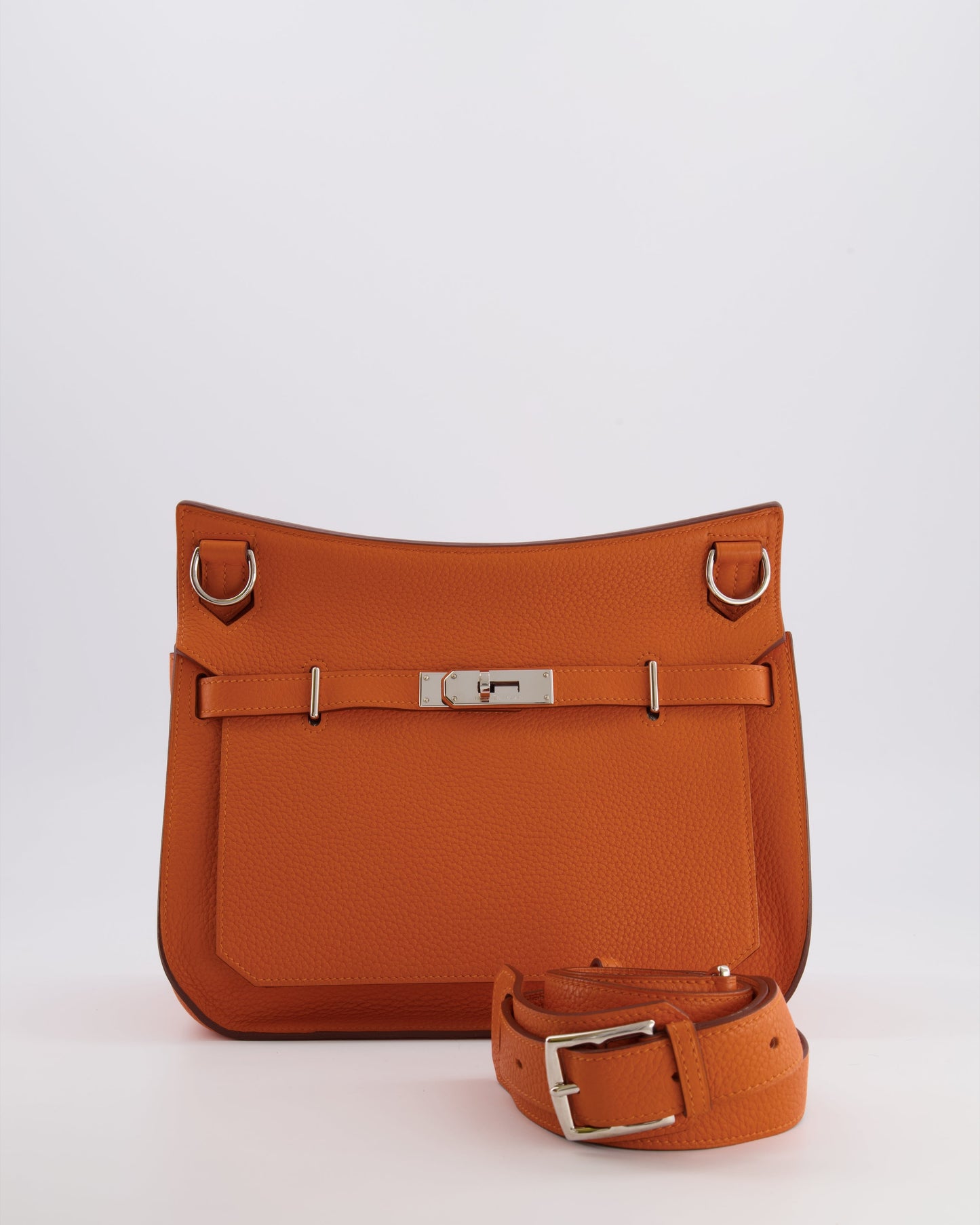 Hermes Jypsiere 28 Bag in Orange Clemence Leather with Palladium Hardware