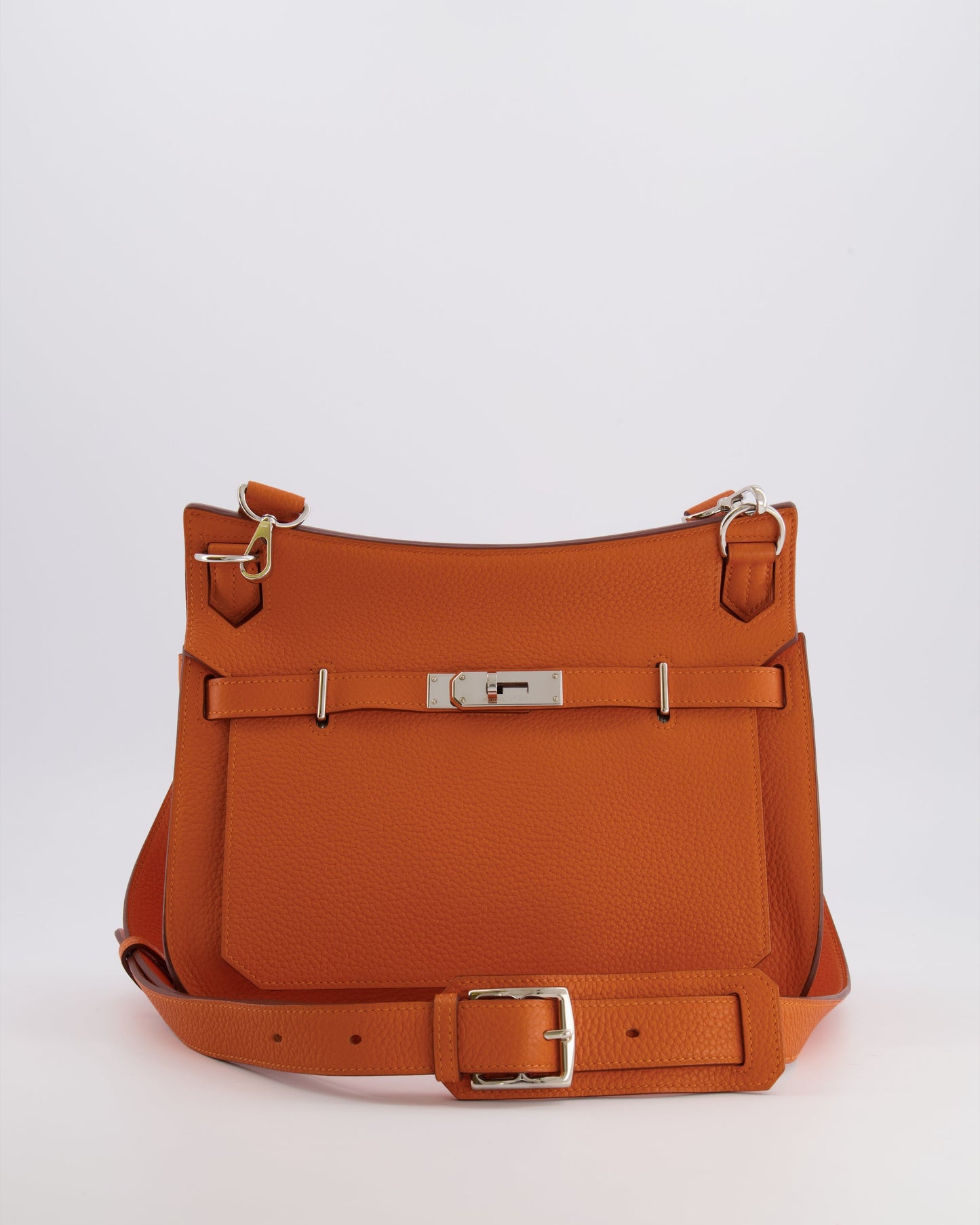 Hermes Jypsiere 28 Bag in Orange Clemence Leather with Palladium Hardware