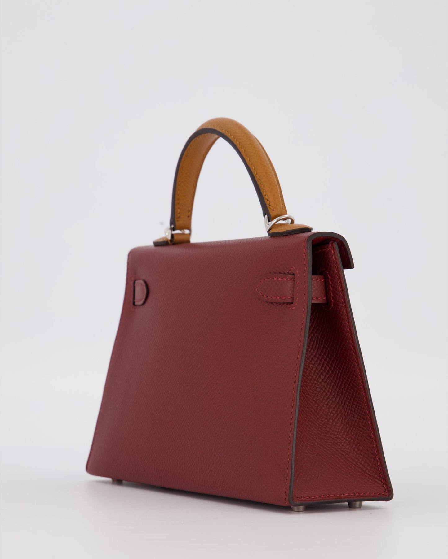 *SUPER RARE* Hermes Mini Kelly II Tricolour 20 Bag In Rouge H, Gold, and Bai Brun Epsom Leather with Palladium Hardware