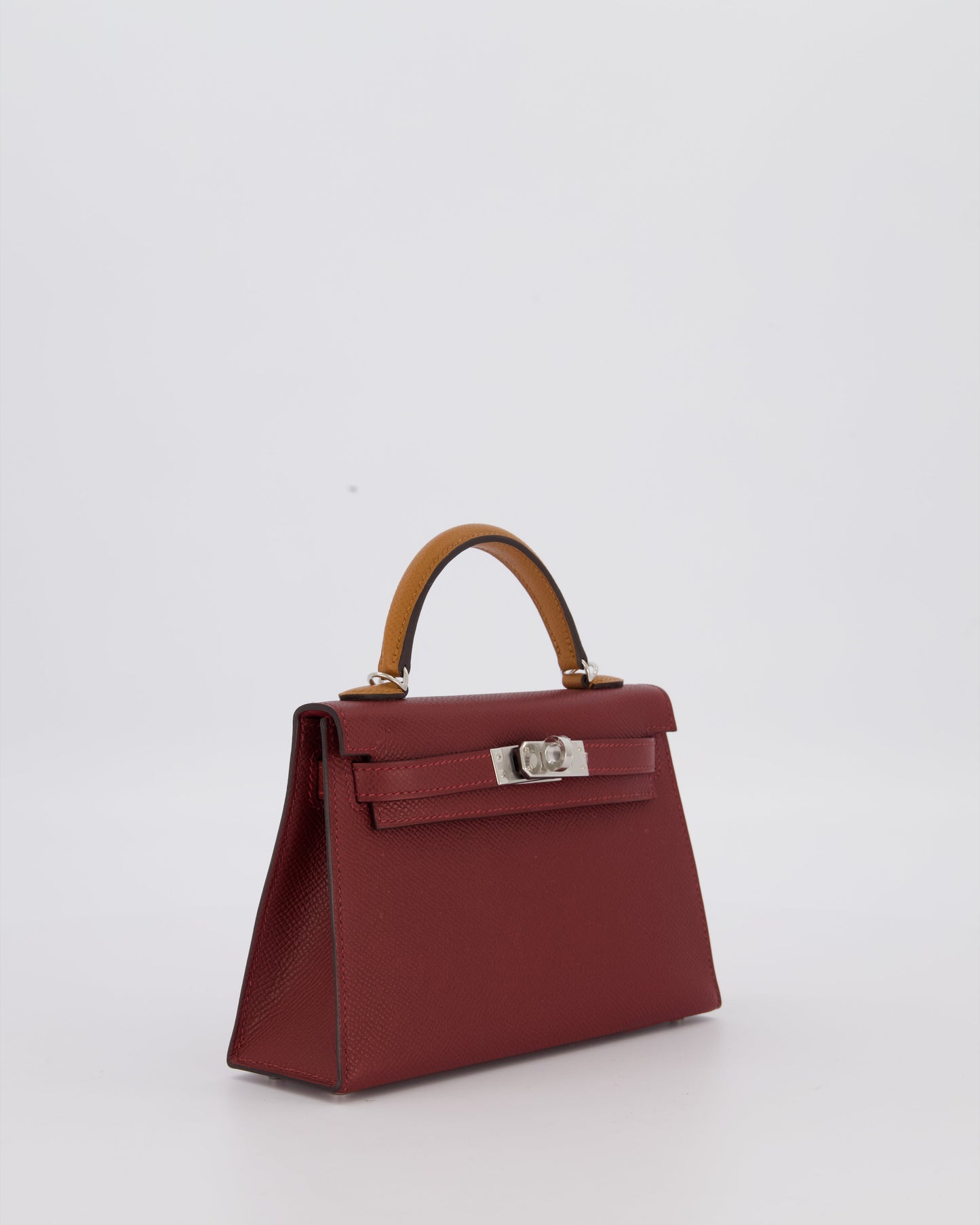 *SUPER RARE* Hermes Mini Kelly II Tricolour 20 Bag In Rouge H, Gold, and Bai Brun Epsom Leather with Palladium Hardware