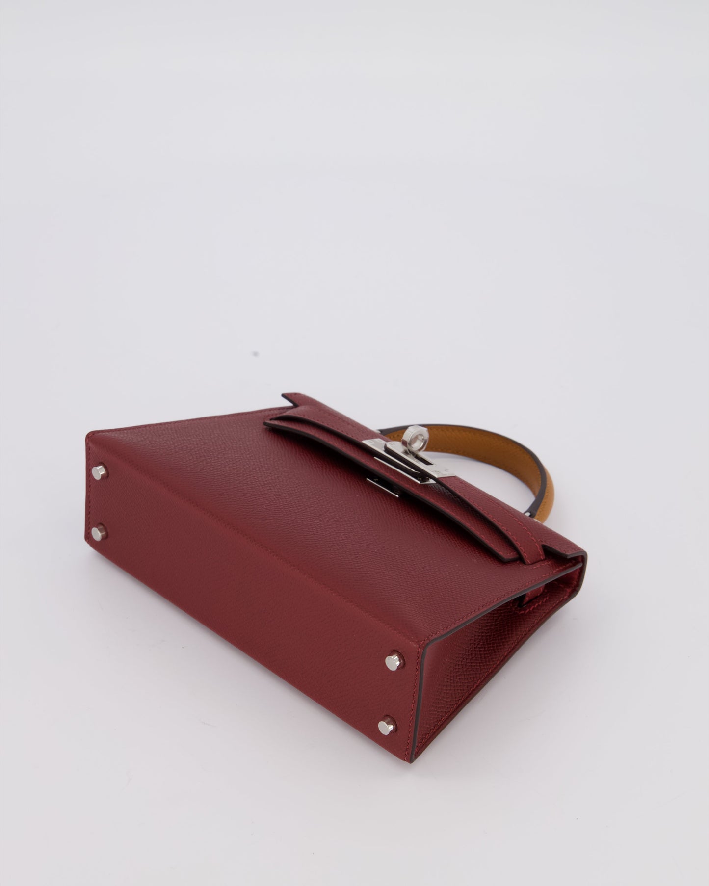 *SUPER RARE* Hermes Mini Kelly II Tricolour 20 Bag In Rouge H, Gold, and Bai Brun Epsom Leather with Palladium Hardware