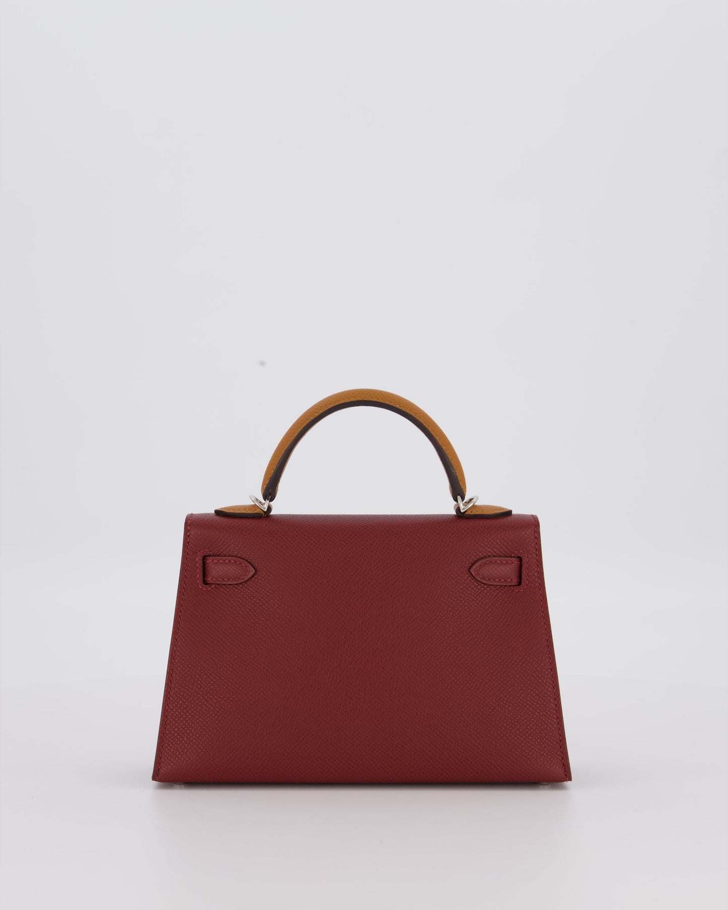 *SUPER RARE* Hermes Mini Kelly II Tricolour 20 Bag In Rouge H, Gold, and Bai Brun Epsom Leather with Palladium Hardware