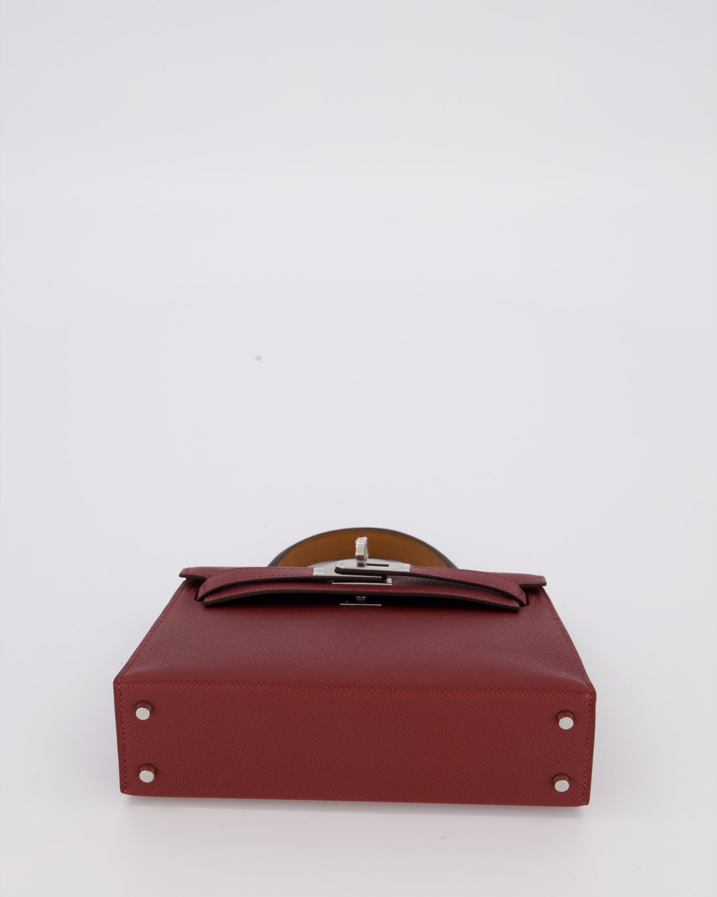 *SUPER RARE* Hermes Mini Kelly II Tricolour 20 Bag In Rouge H, Gold, and Bai Brun Epsom Leather with Palladium Hardware